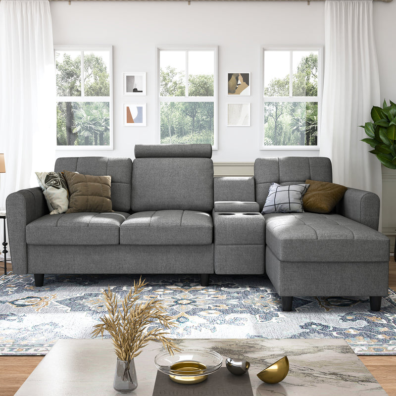 Multifunctional L Shaped Sectional Sofa with Reversible Chaise&Storage