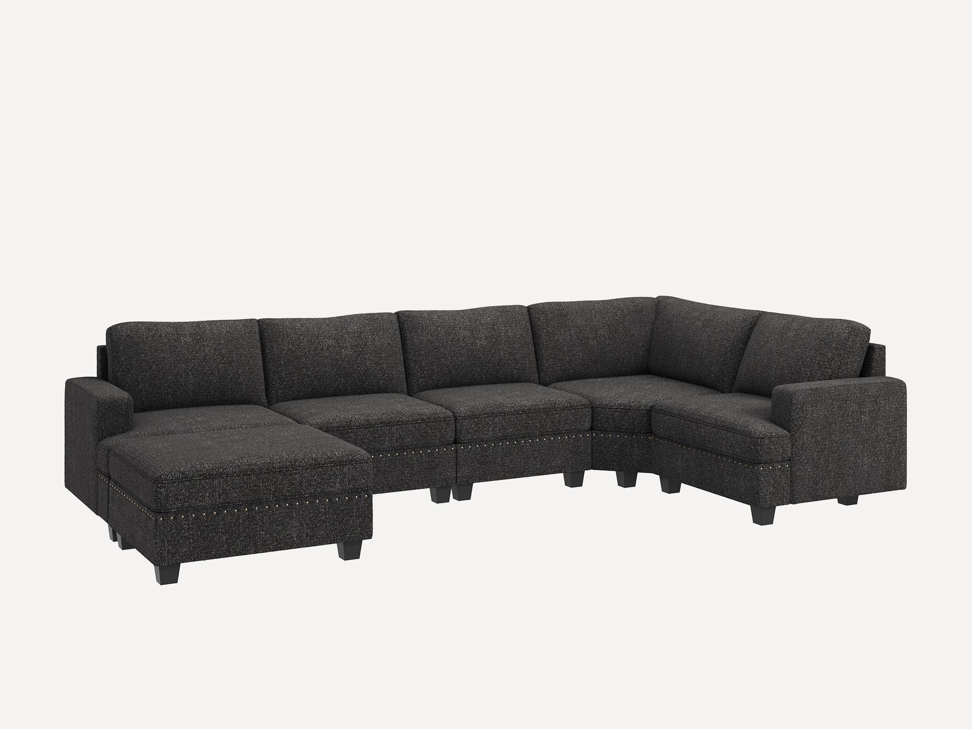 NOLANY U-Shaped Corner Modular Sofa Oversized Convertible Sectional Sofa Couch for Living Room #Color_Dark Grey