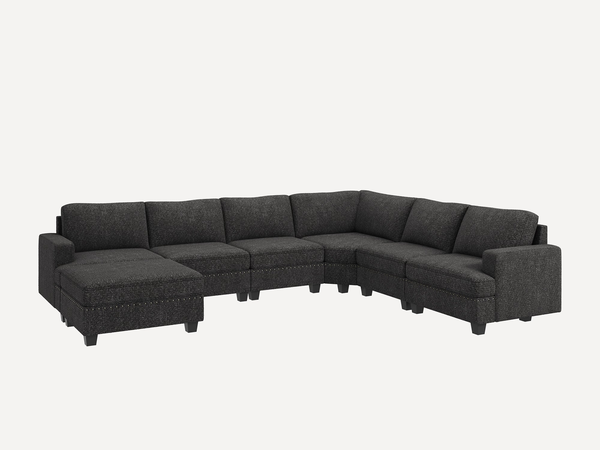 HONBAY 6-Seat Corner Modular Sofa Oversized Sectional Sofa Couch with Storage Reversible Ottoman #Color_Dark Grey