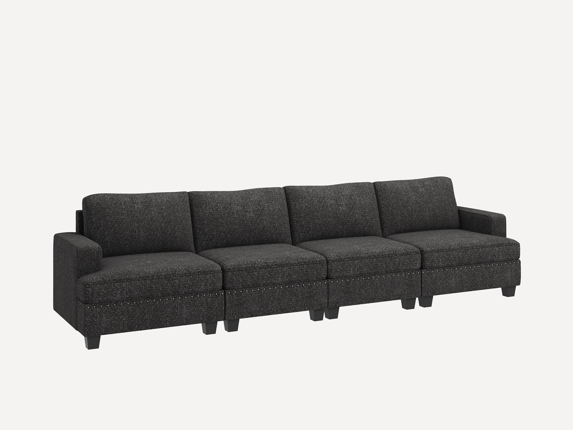 NOLANY 4-Seat Corner Modular Sofa Oversized Sectional Couch for Living Room #Color_Dark Grey