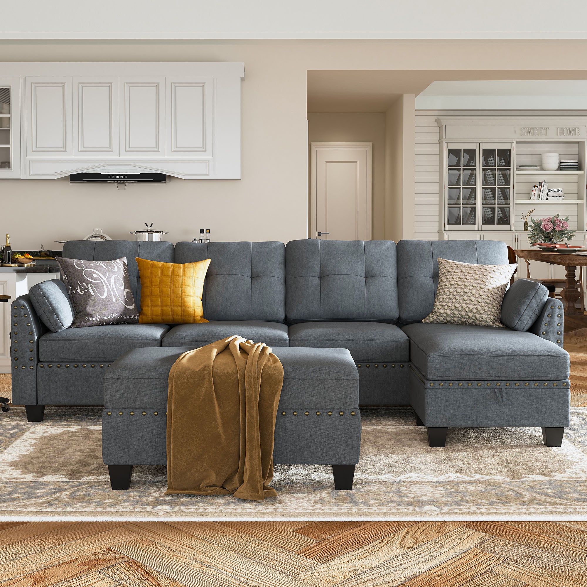 L couch store with ottoman