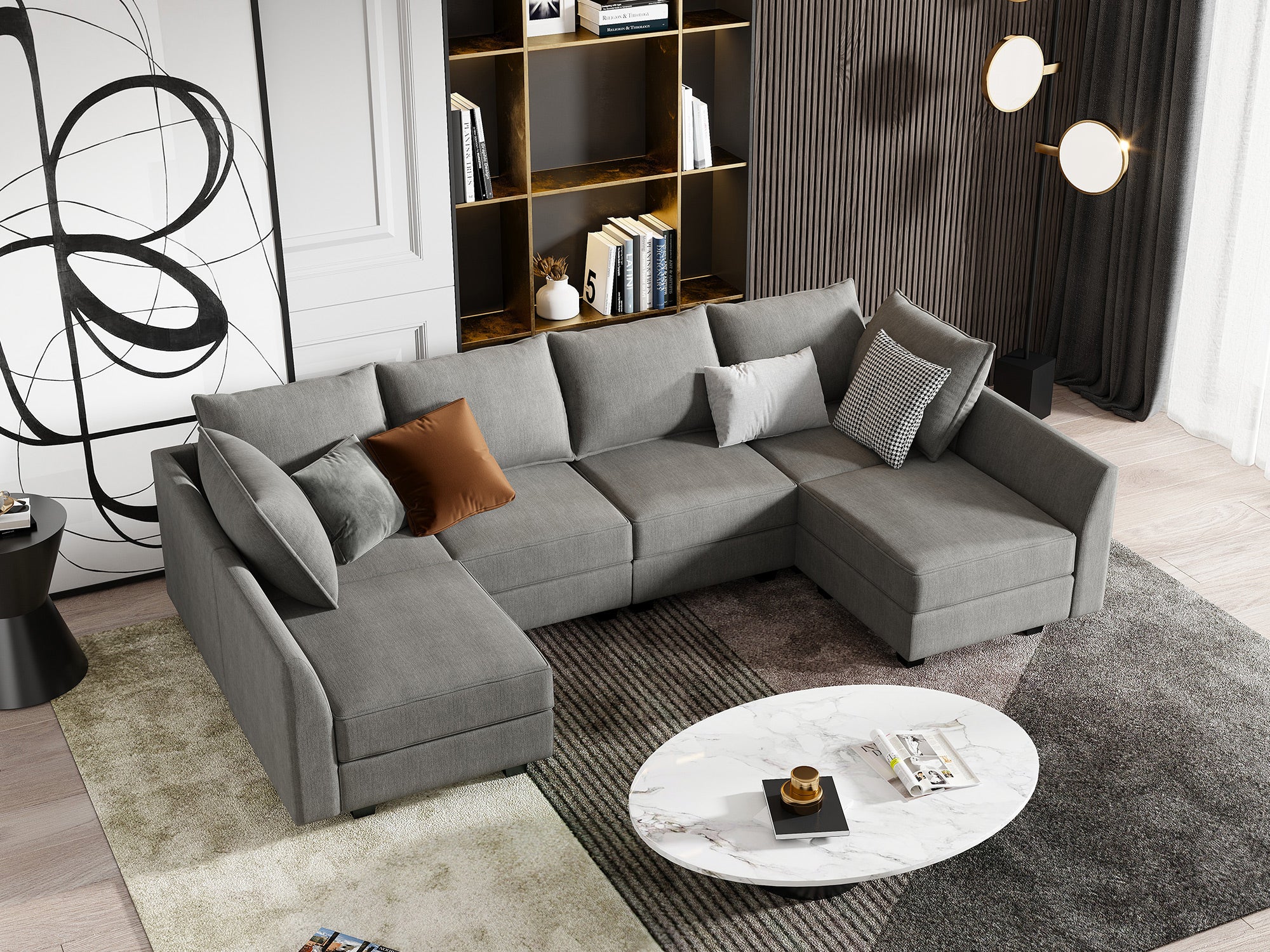HONAY Polyester Modular Sectional With Storage Seat
