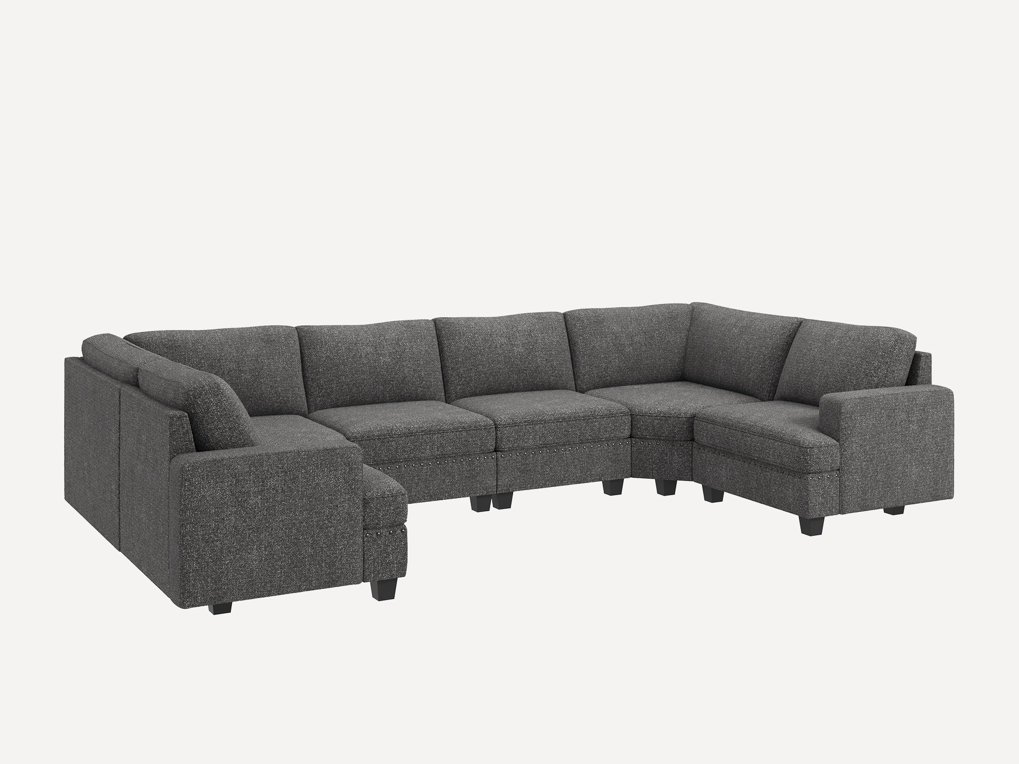 HONBAY 6-Seat U Shaped Corner Modular Sofa Oversized Sectional Sofa Couch for Living Room #Color_Light Grey