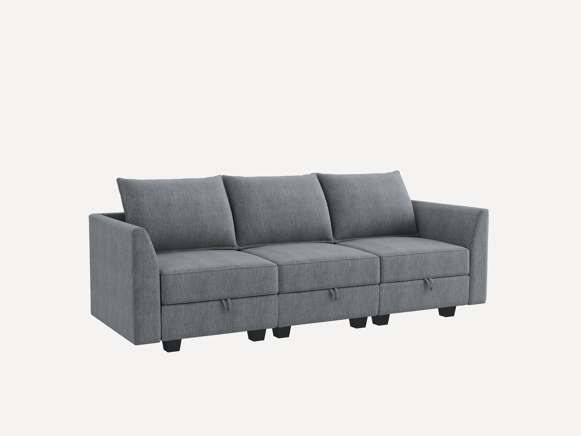 HONBAY 3-Seat Modular Sofa with Storage#Color_Bluish Grey