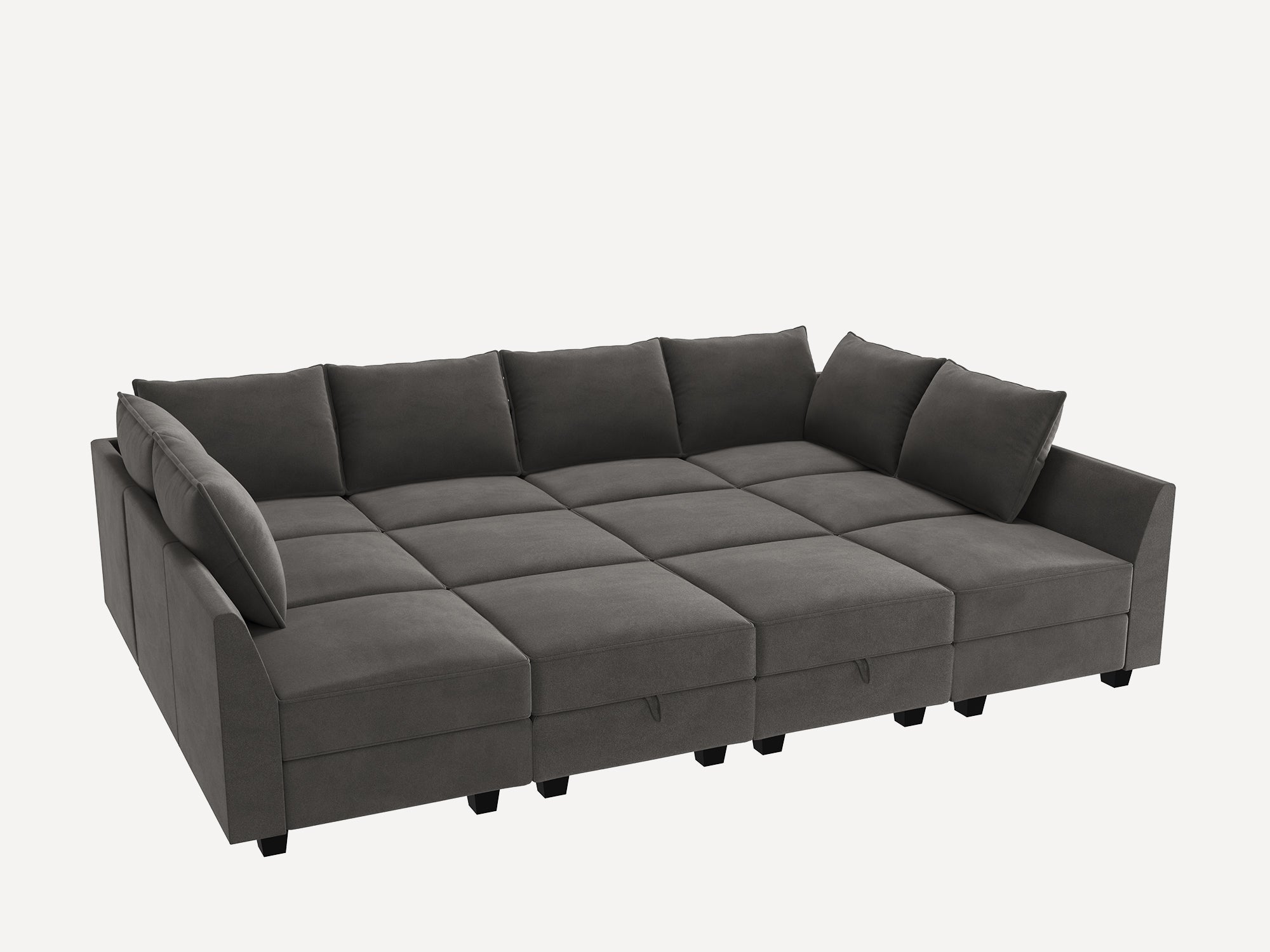 Honbay Velvet Modular Sofa 8 Seat 1