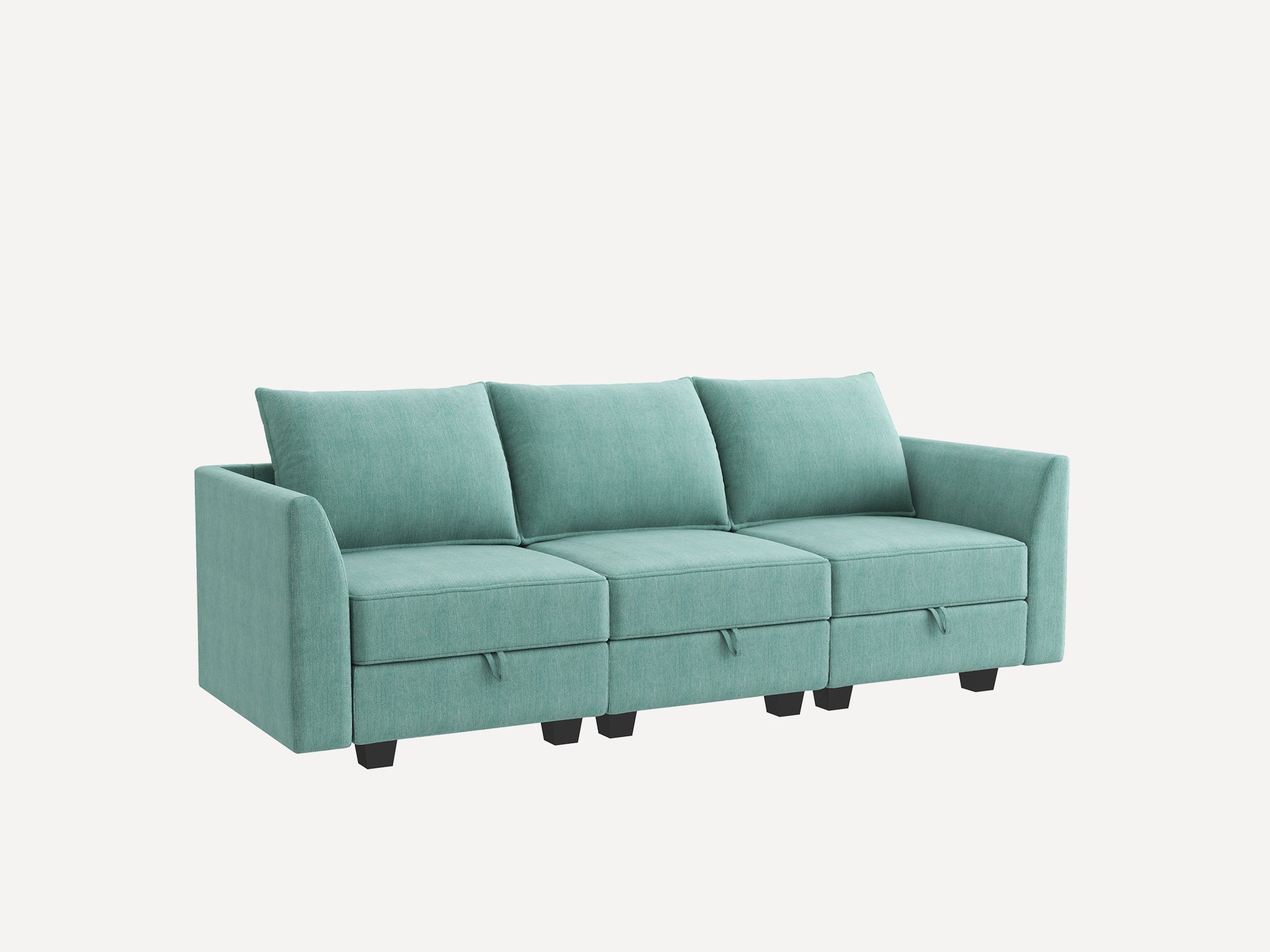 HONBAY 3-Seat Modular Sofa with Storage#Color_Aqua Blue