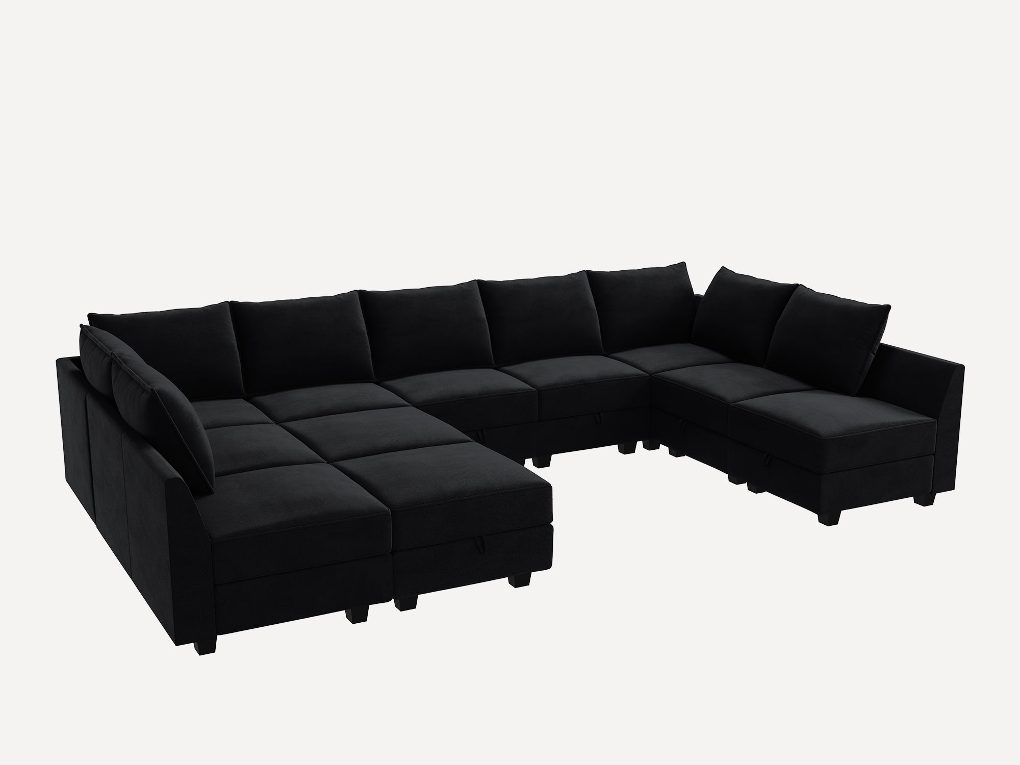 HONBAY Velvet 138.2'' Modular Sofa Sectional Bed Sleepr Couch