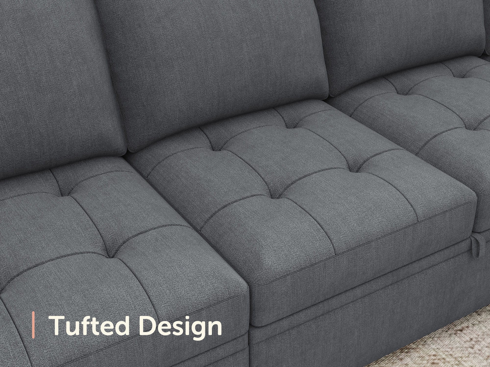 HONBAY 5-Piece Polyester Modular Sleeper Sectional With Storage Space #Color_Bluish Grey II