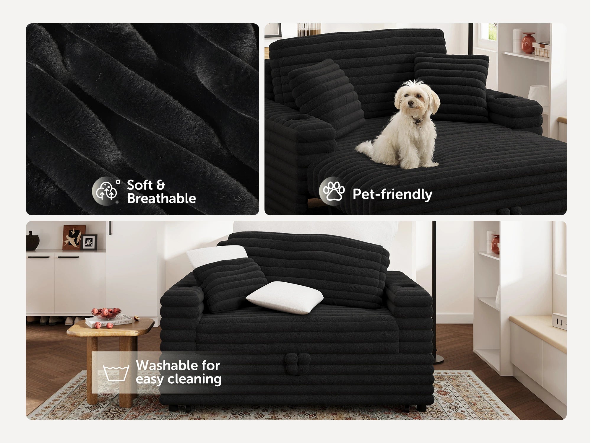 #Color_Faux Rabbit Fur Black