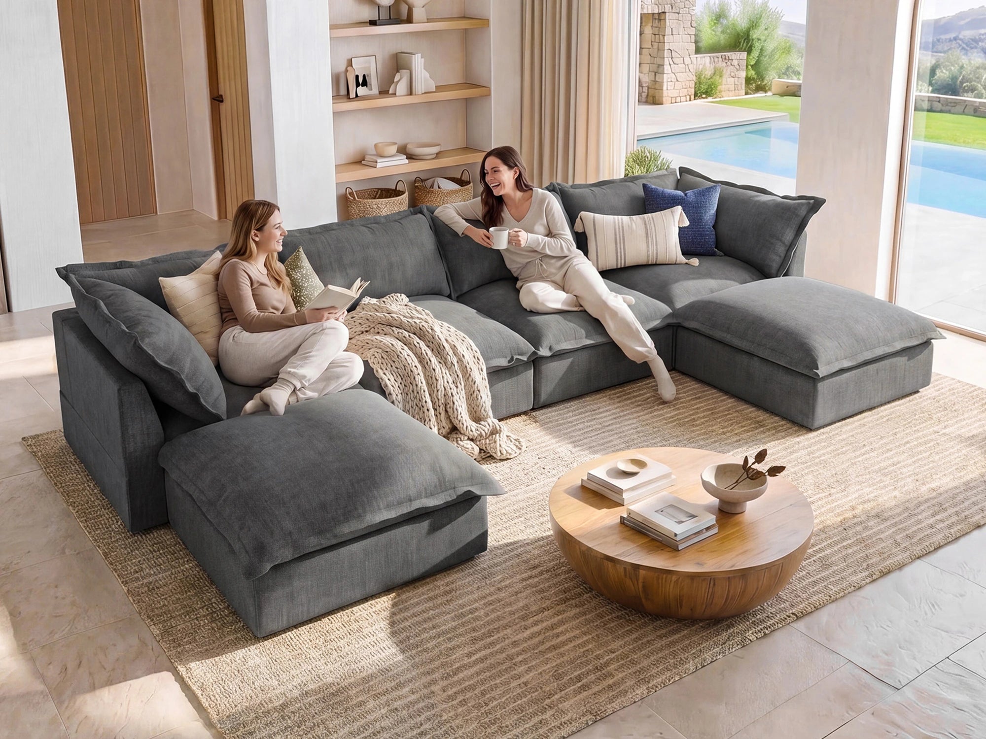 Vora 6-piece Cloud Modular Sectional Sofa
#Color_ Gray