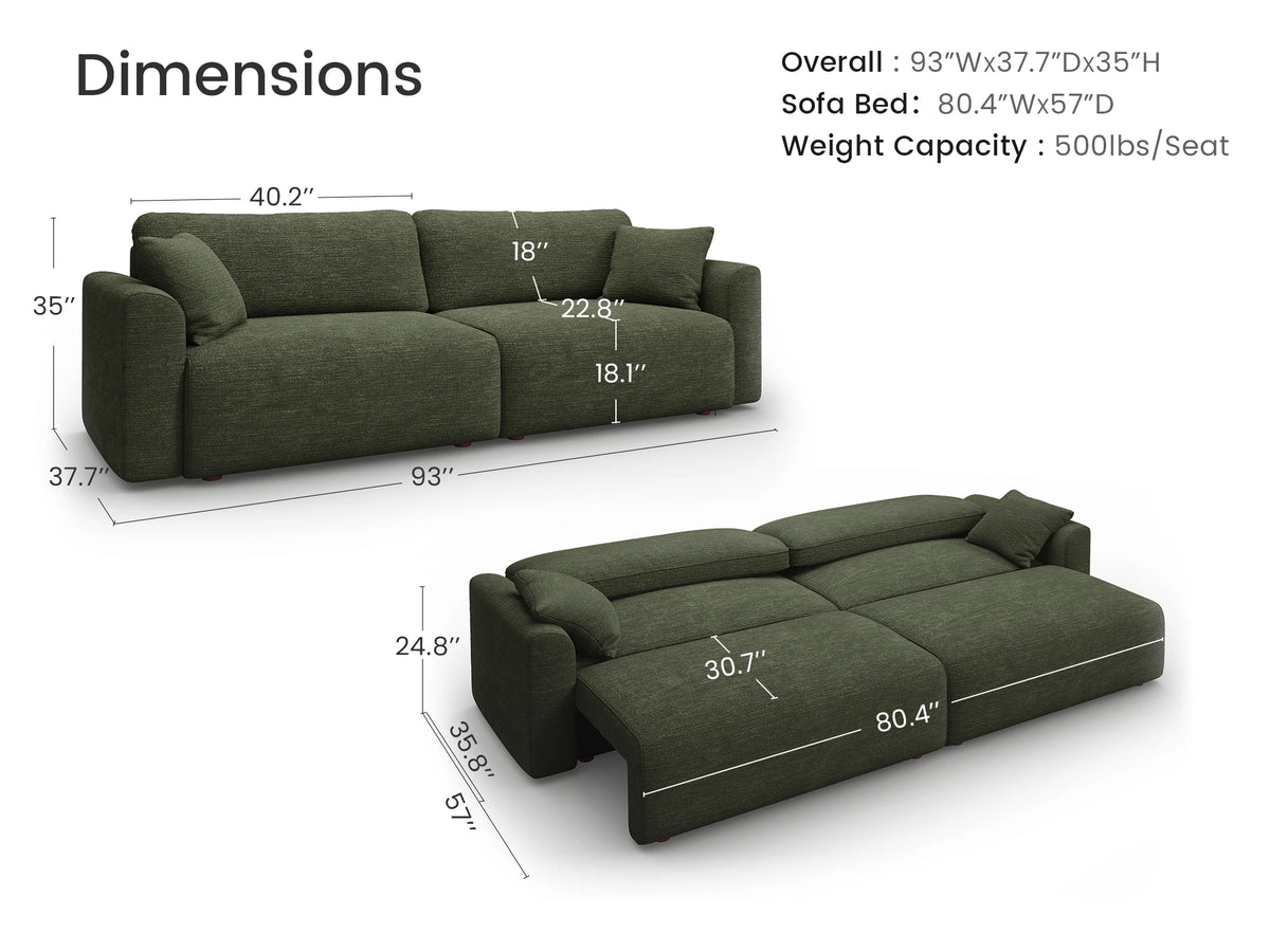 Cala 2-Seater Chenille Sofa Bed with Storage
#Color_ Olive Green