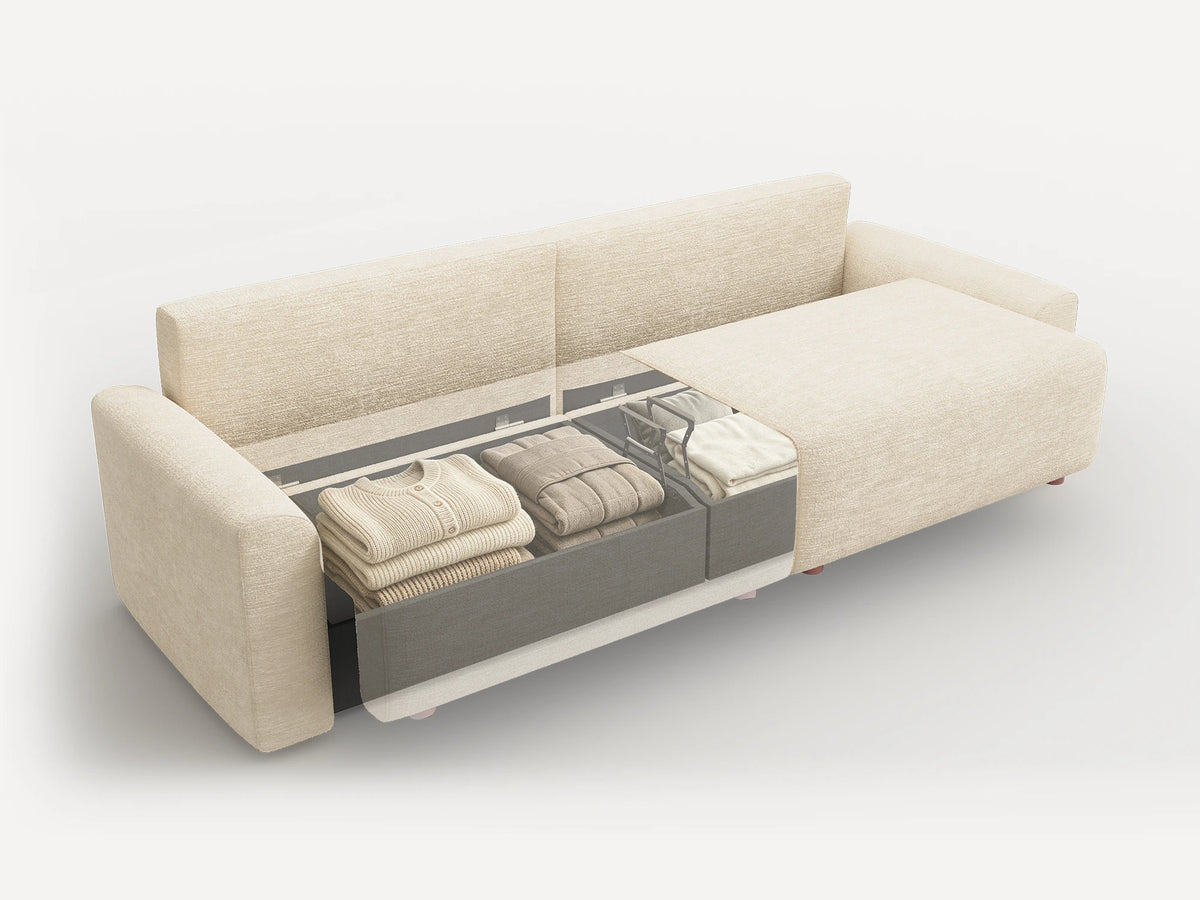Cala 2-Seater Chenille Sofa Bed with Storage