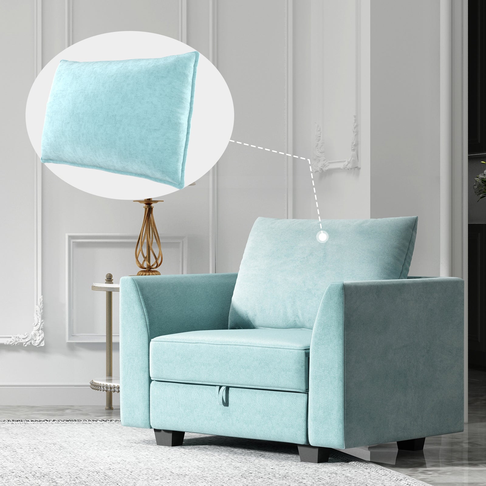 Aqua Blue Back Cushion for HONBAY Polyester Modular Sofa Couch
