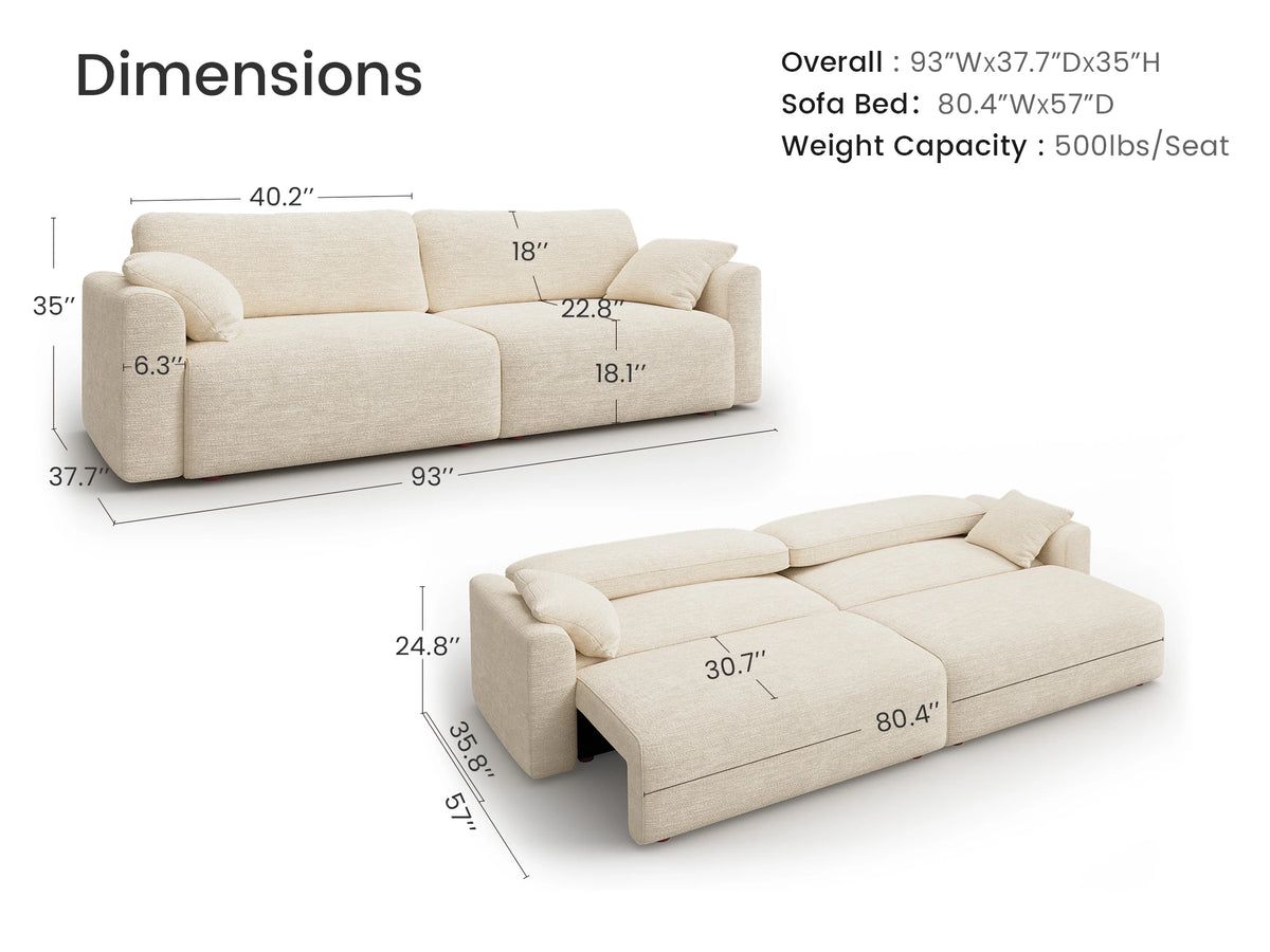 Cala 2-Seater Chenille Sofa Bed with Storage
#Color_ Ivory