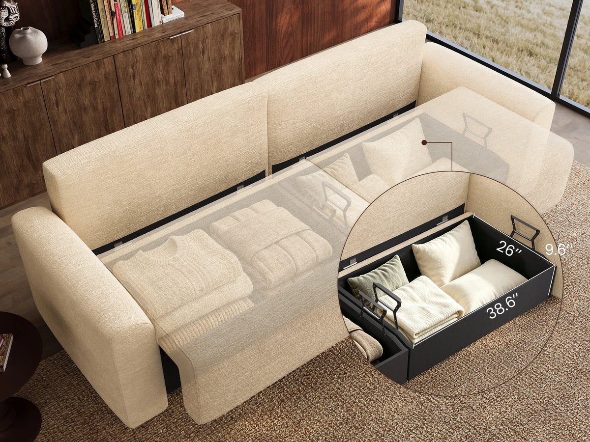 Cala 2-Seater Chenille Sofa Bed with Storage