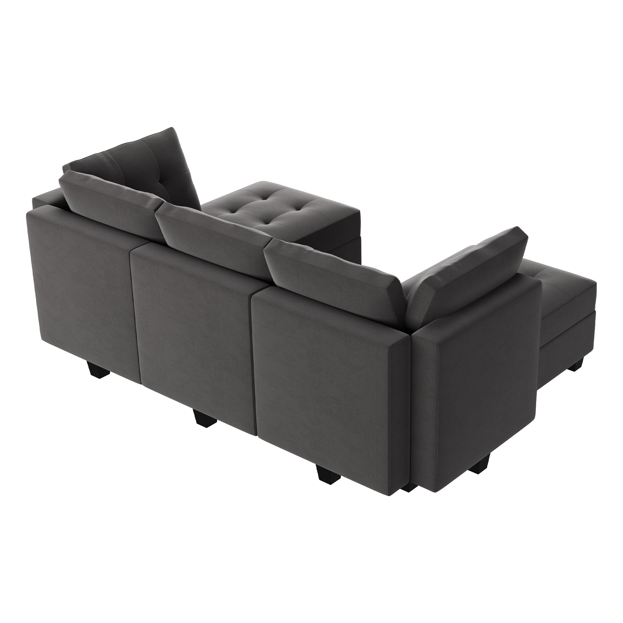 HONBAY Tufted Modular Sofa 5-Seat with Storage Seater