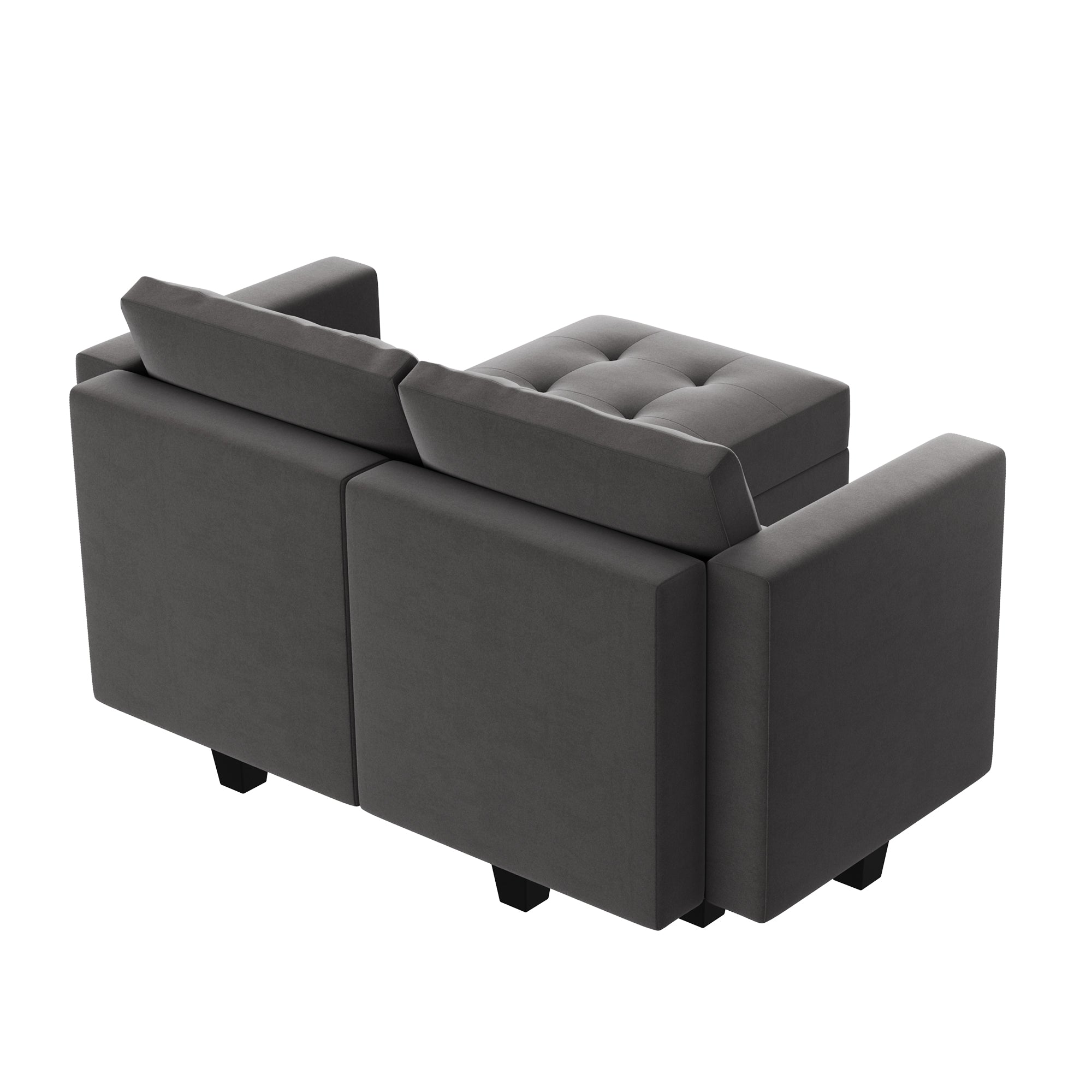 HONBAY Velvet Tufted Loveseat Modular Sofa with Reversible Storage Chaise
