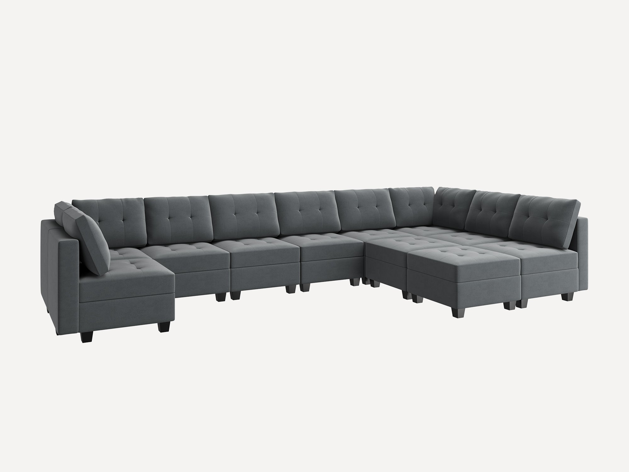 HONBAY 11-Piece Velvet Modular Sleeper Sectional With Storage Seat