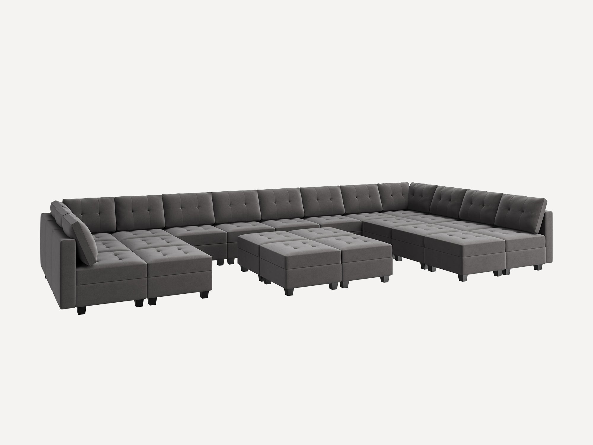 HONBAY 22-Piece Velvet Modular Sleeper Sectional Sofa With Storage Seat