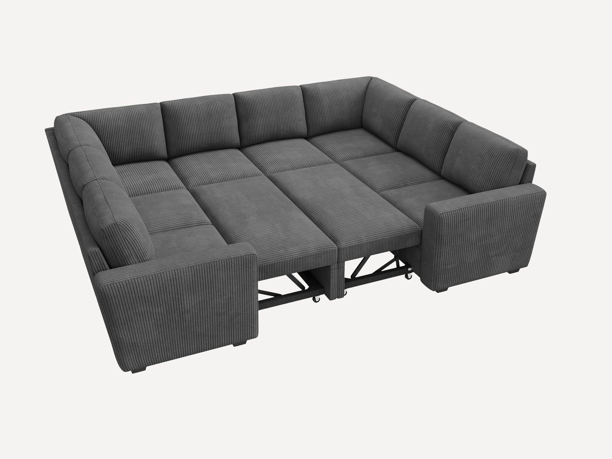 8-Piece Corduroy Modular Sleeper #Color_Corduroy Grey