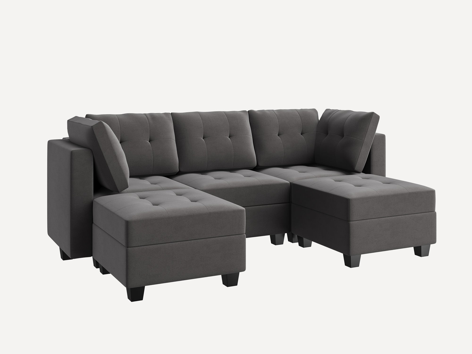 HONBAY 5-Piece Velvet Modular Sectional Sofa With Storage Seat