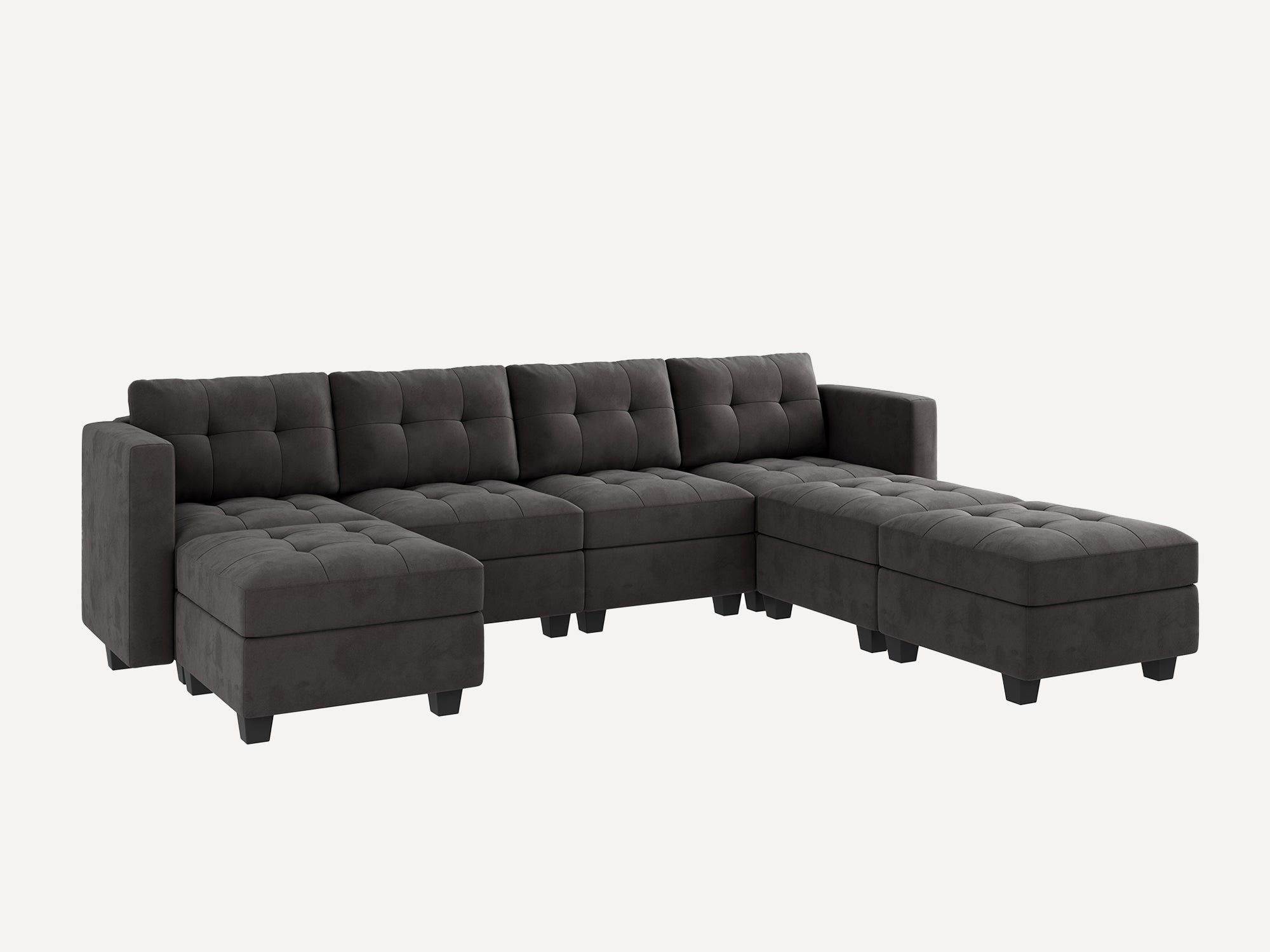 HONBAY 7-Piece Velvet Modular Sectional With Storage Seat