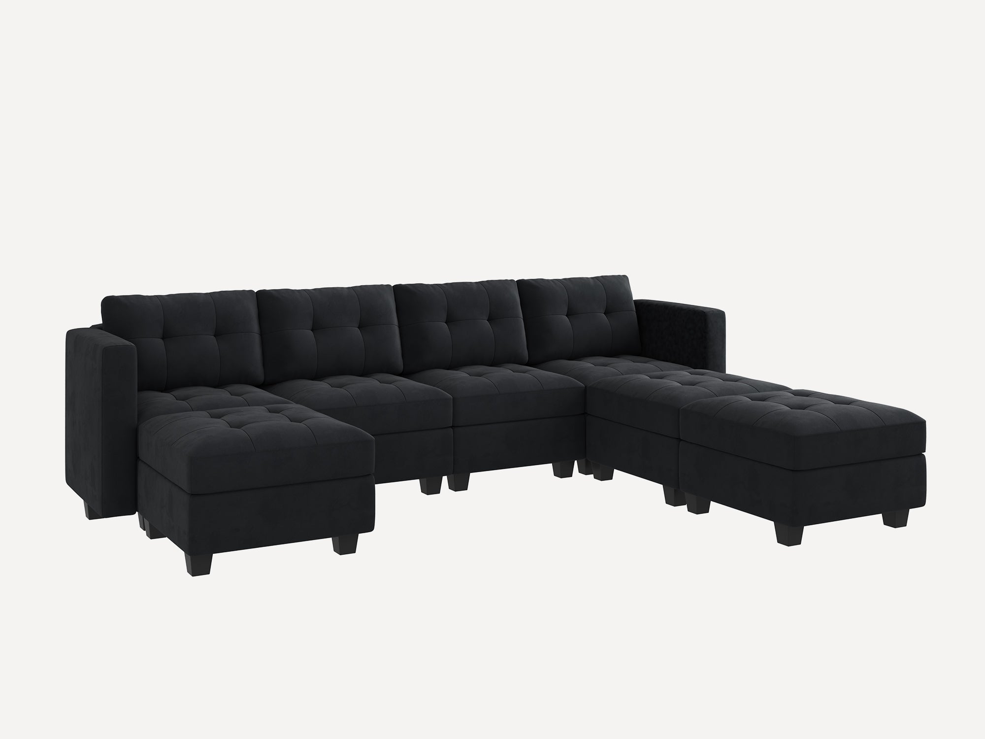 HONBAY 7-Piece Velvet Modular Sectional Sofa With Storage Seat