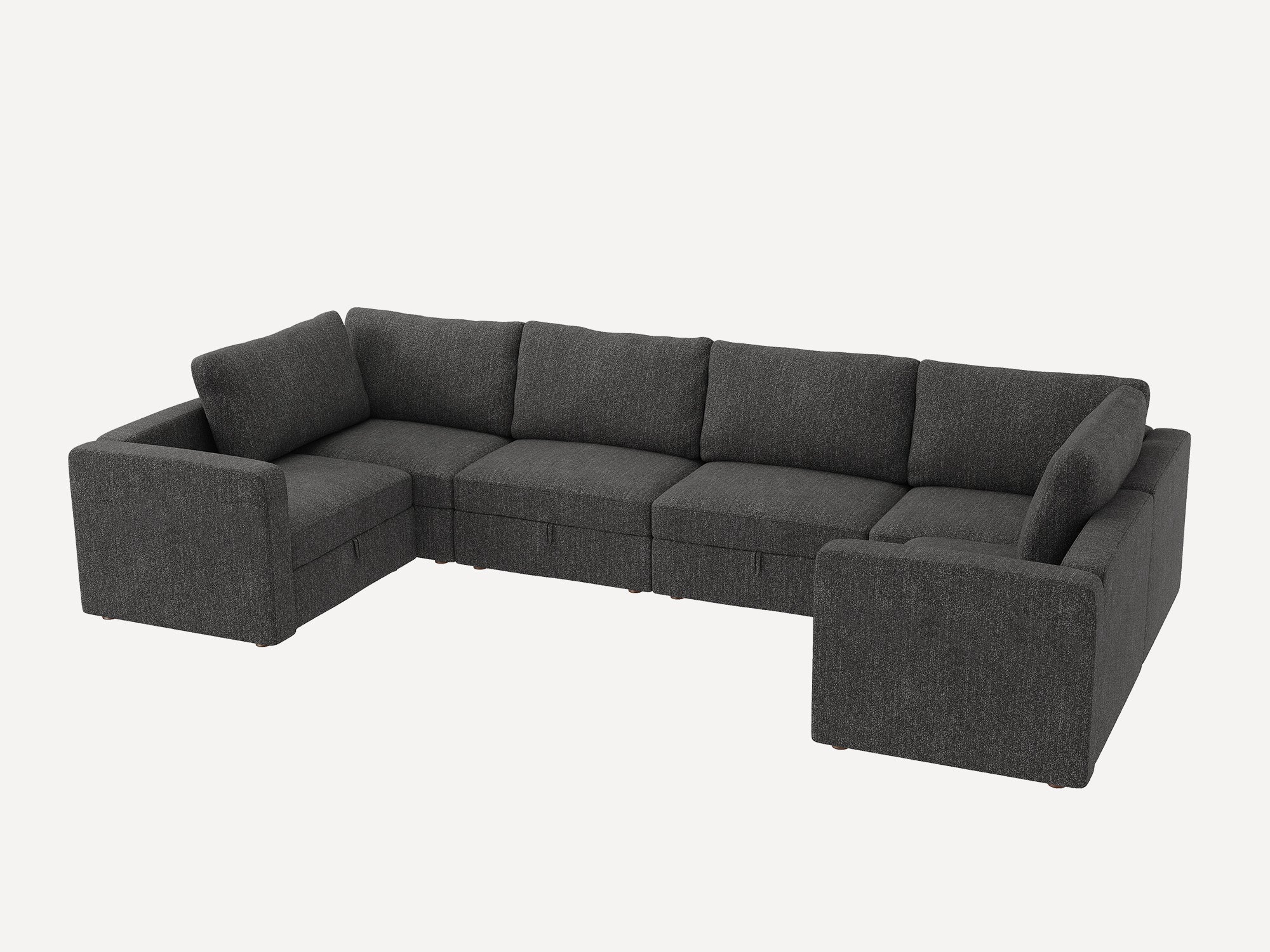 HONBAY 6-Piece Polyester Modular Sectional Sofa With Storage Seat