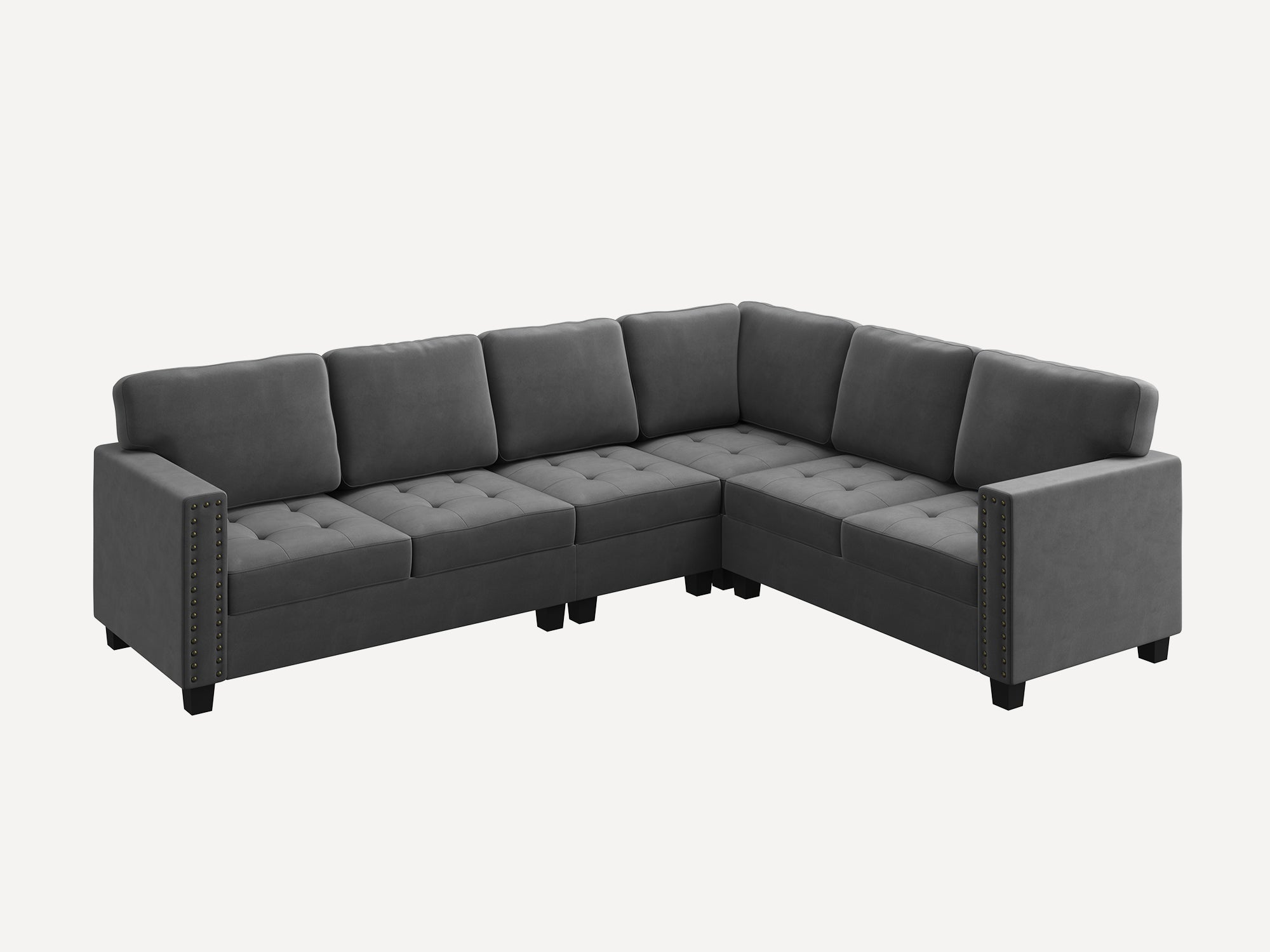 HONBAY 6 Piece Velvet Modular Sectional