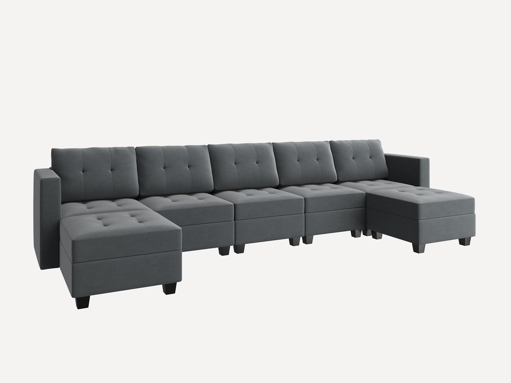 HONBAY 7-Piece Velvet Modular Sectional With Storage Seat