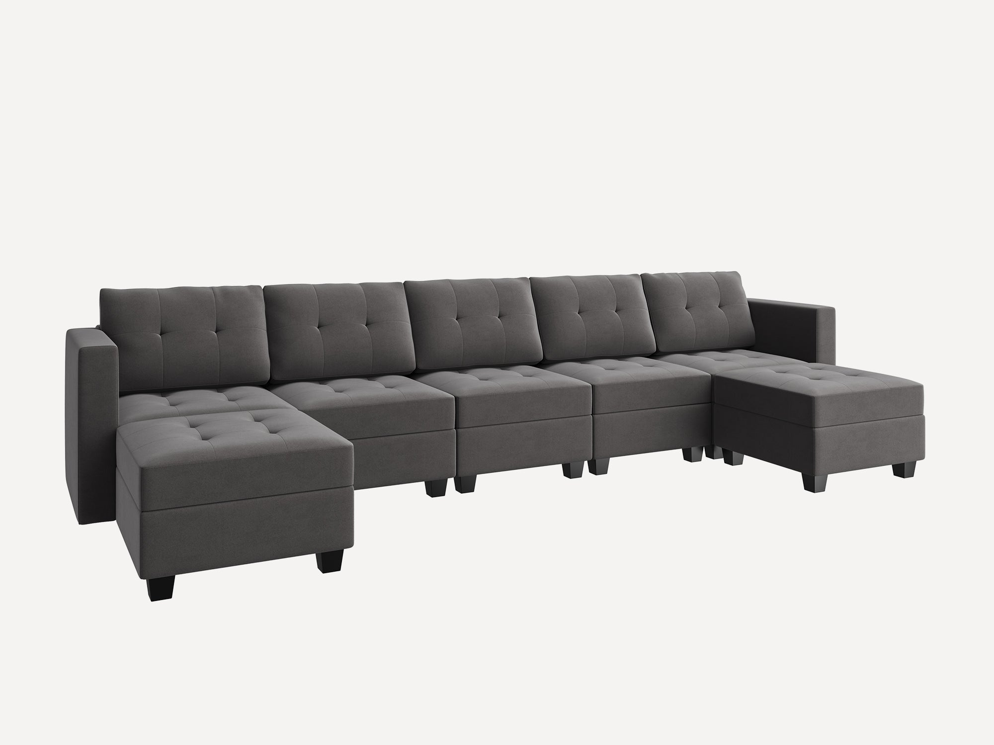 HONBAY 7-Piece Velvet Modular Sectional Sofa With Storage Seat