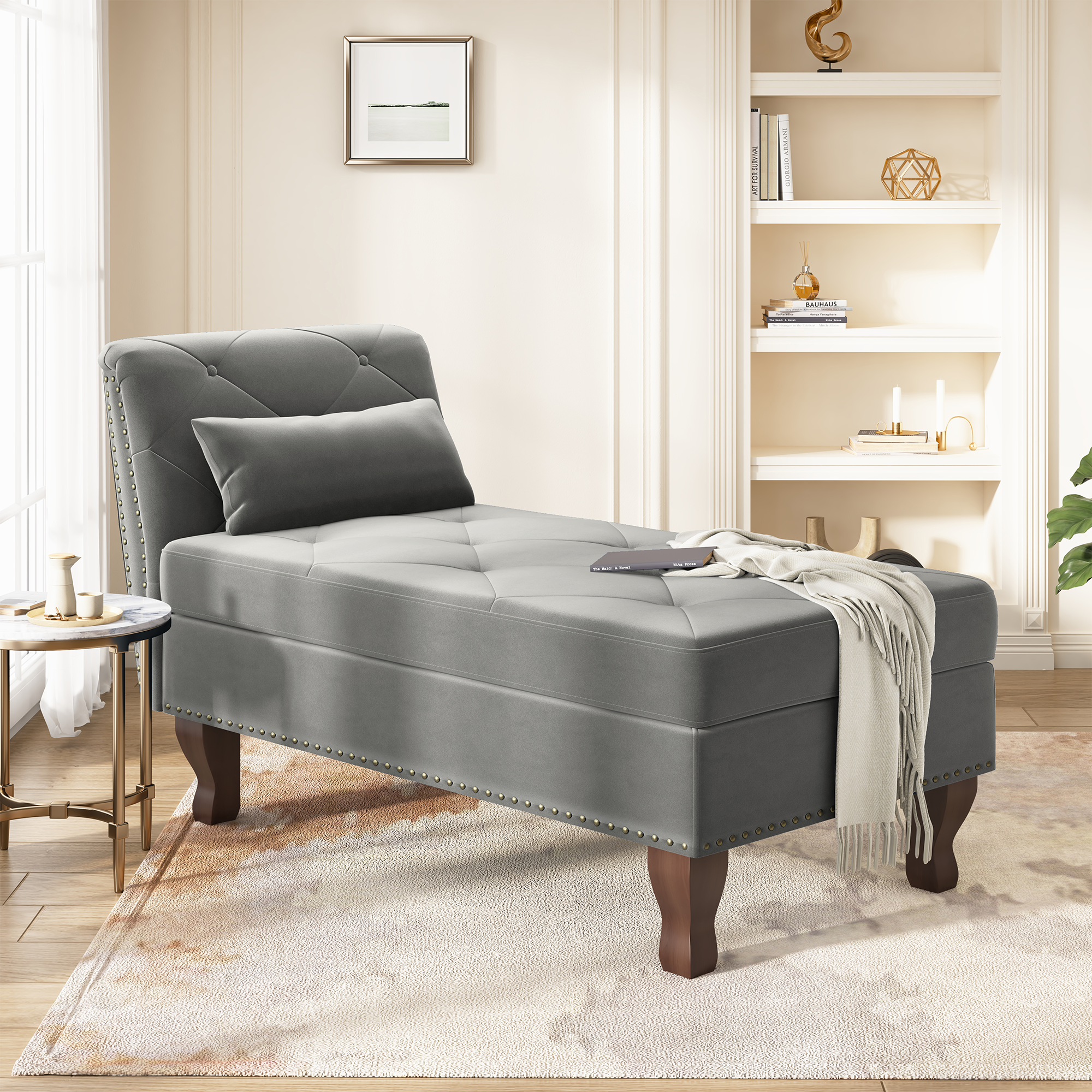 HONBAY Velvet Lounge Chair Sofa for Small Place