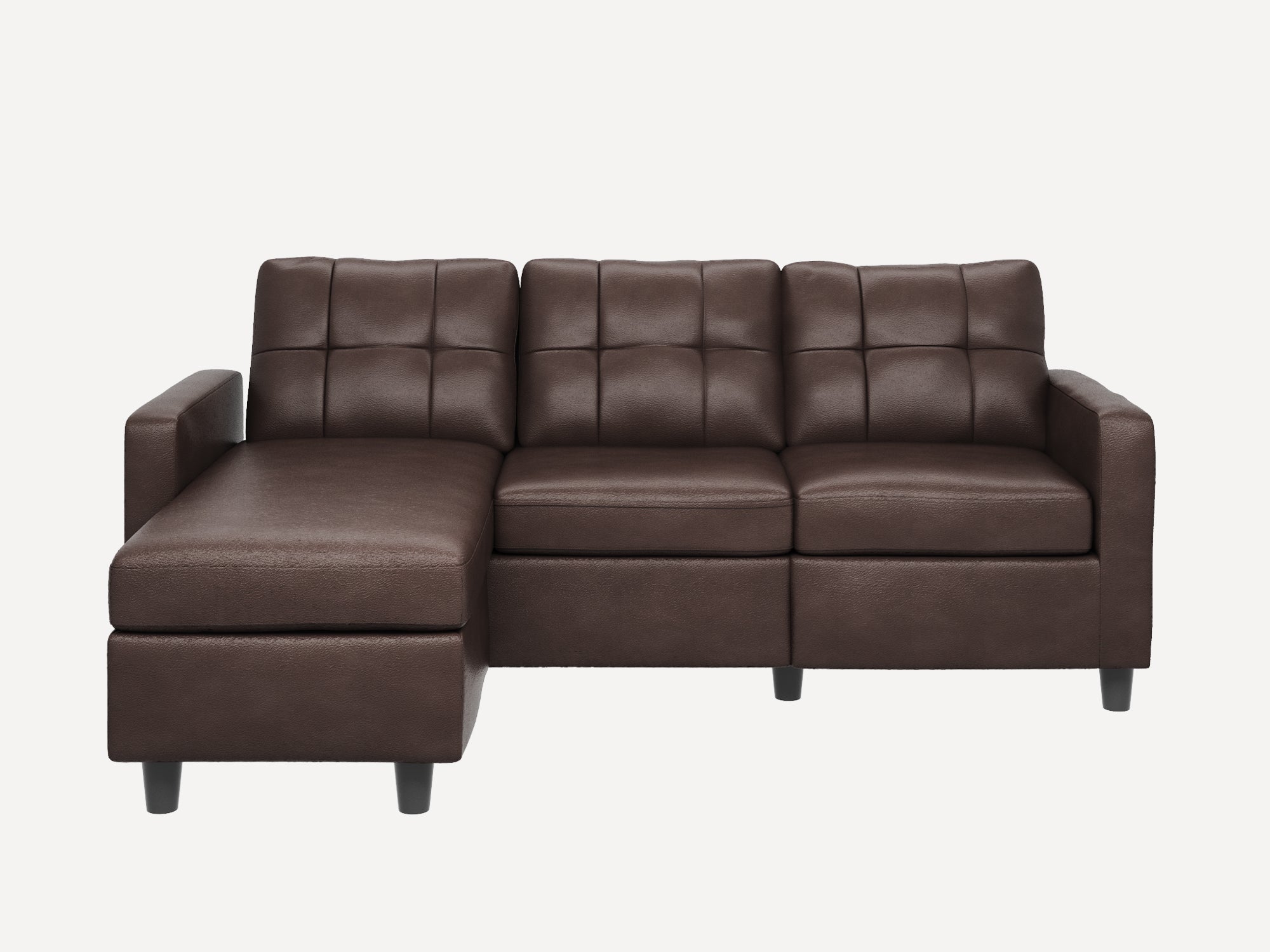 HONBAY 3-Piece Faux Leather Convertible Sectional