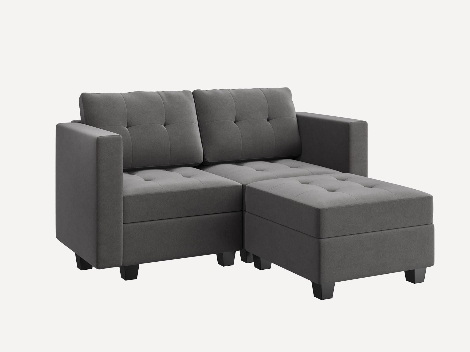 HONBAY 3-Piece Velvet Modular Sectional Sofa With Storage Seat