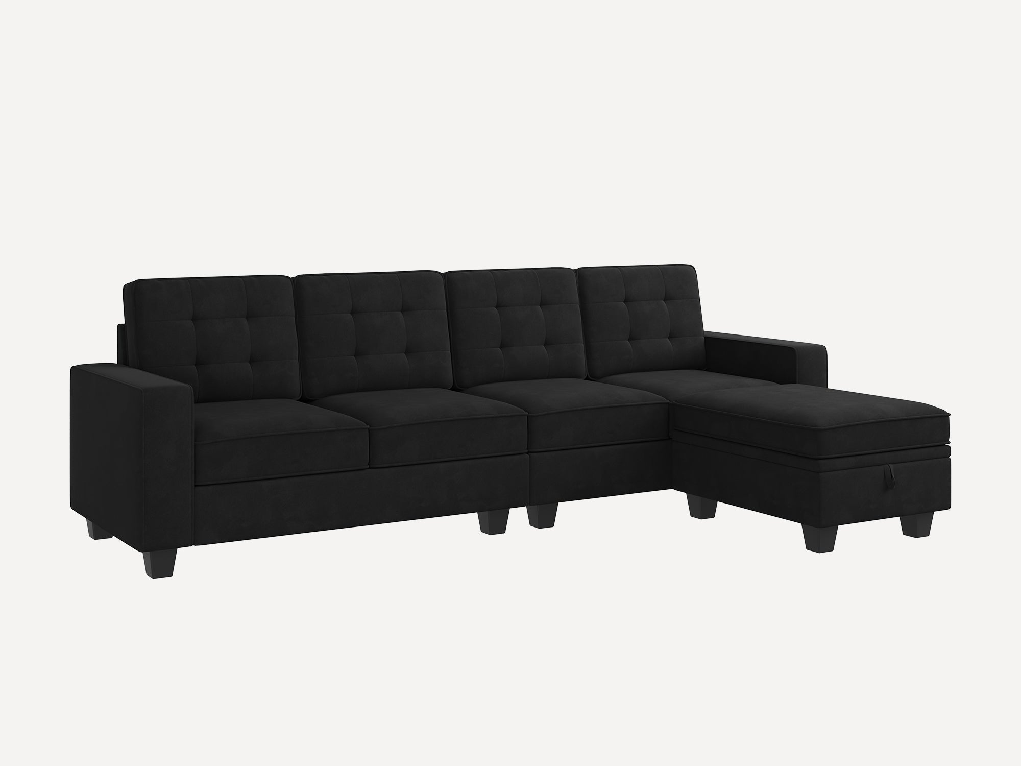 HONBAY 5-Piece Velvet Convertible Sectional With Storage Ottoman