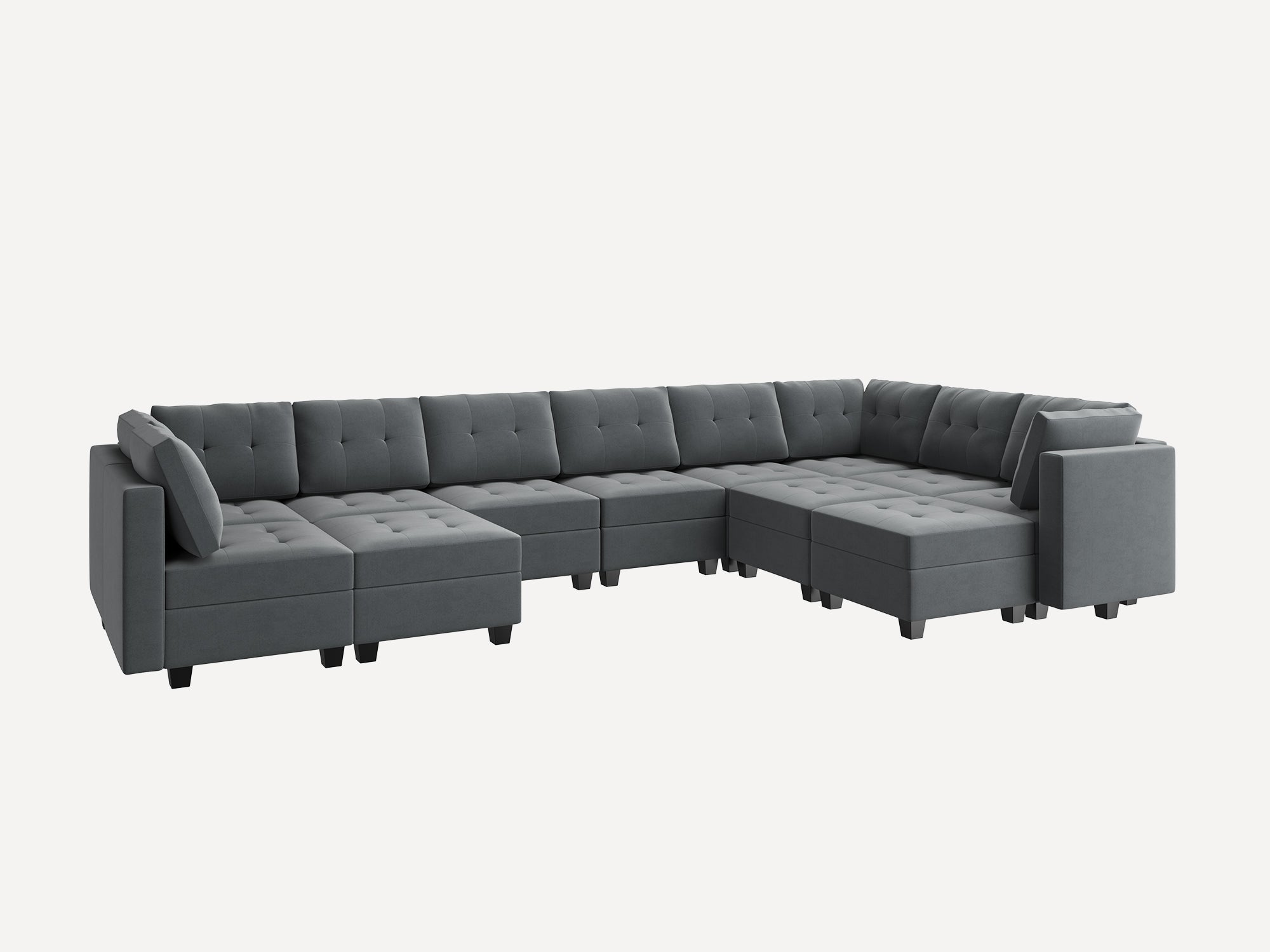 HONBAY 12-Piece Velvet Modular Sleeper Sectional With Storage Seat