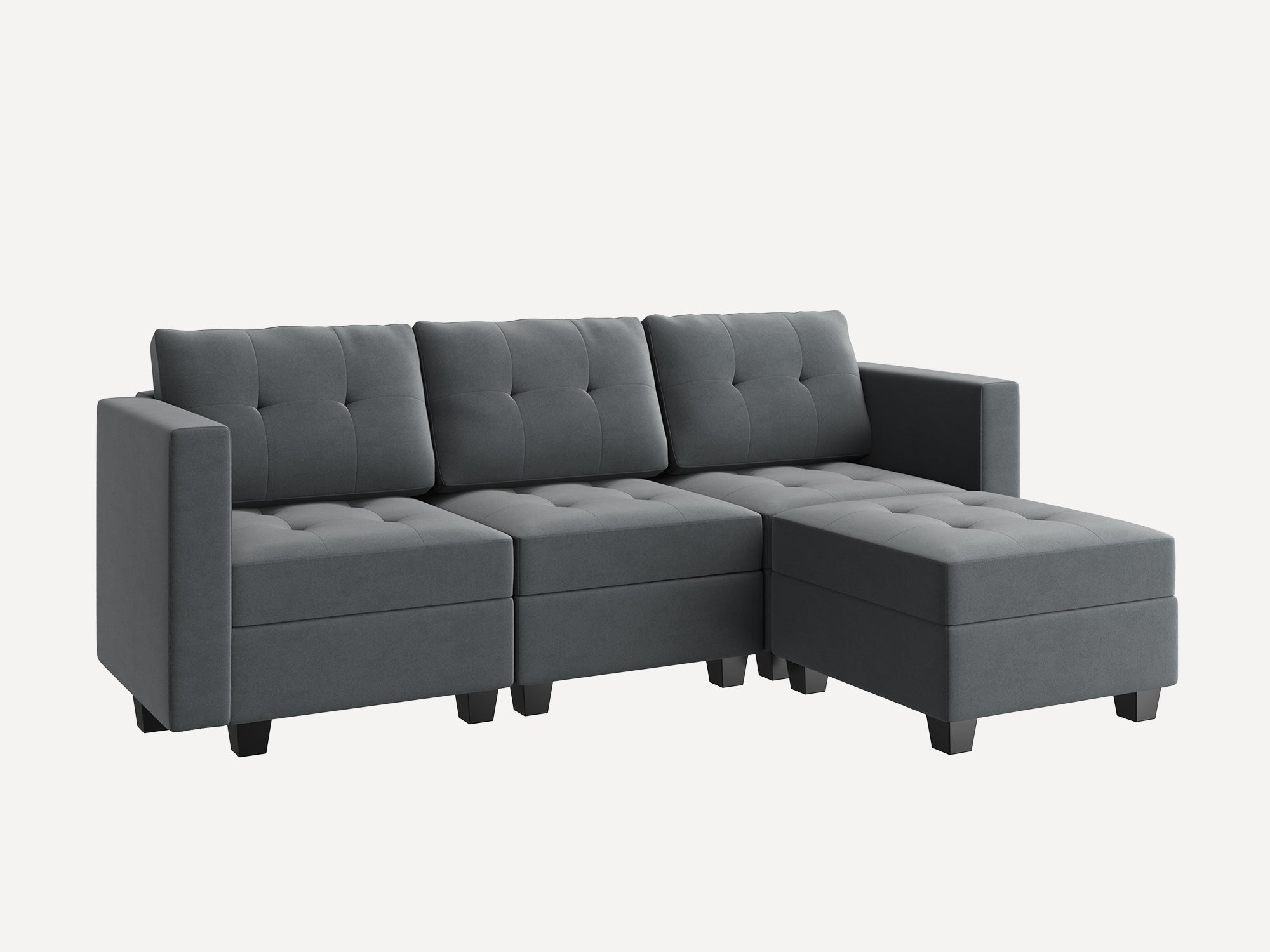 HONBAY 4-Piece Velvet Modular Sectional With Storage Seat