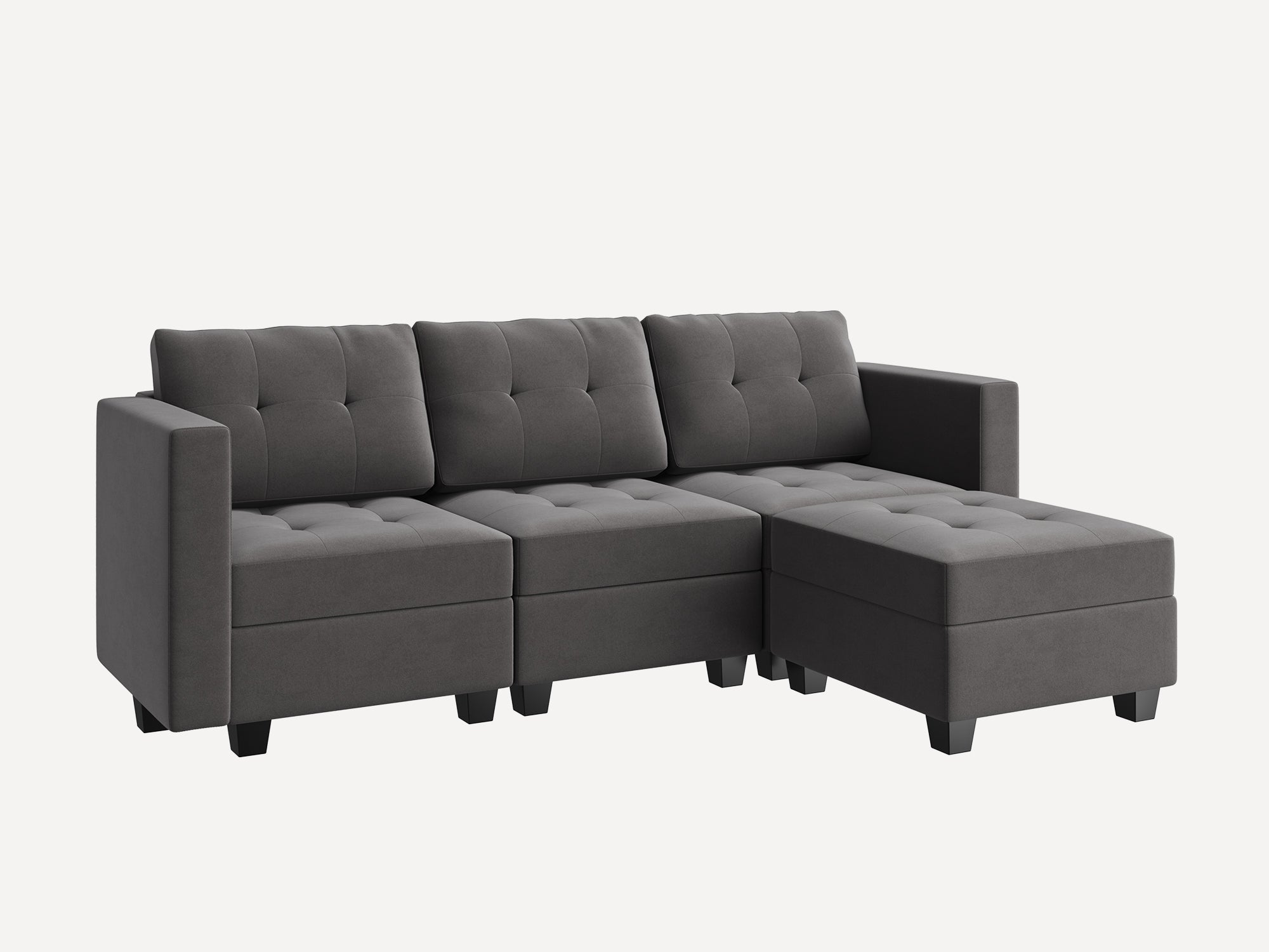 HONBAY 4-Piece Velvet Modular Sectional With Storage Seat