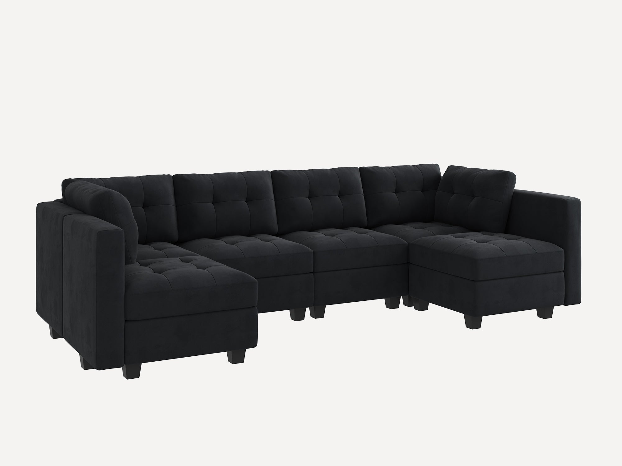 HONBAY 6-Piece Velvet Modular Sectional With Storage Seat