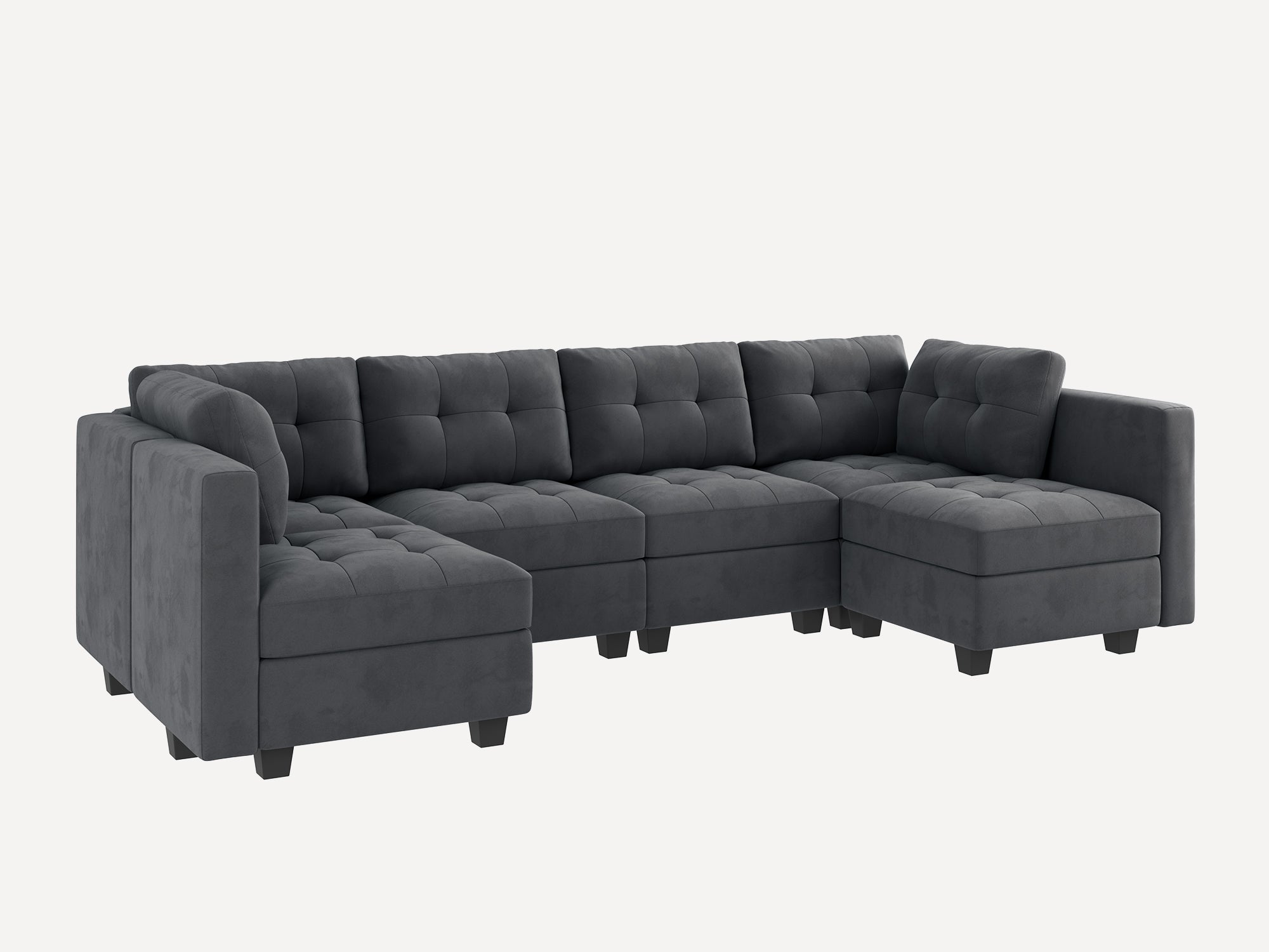 HONBAY 6-Piece Velvet Modular Sectional With Storage Seat