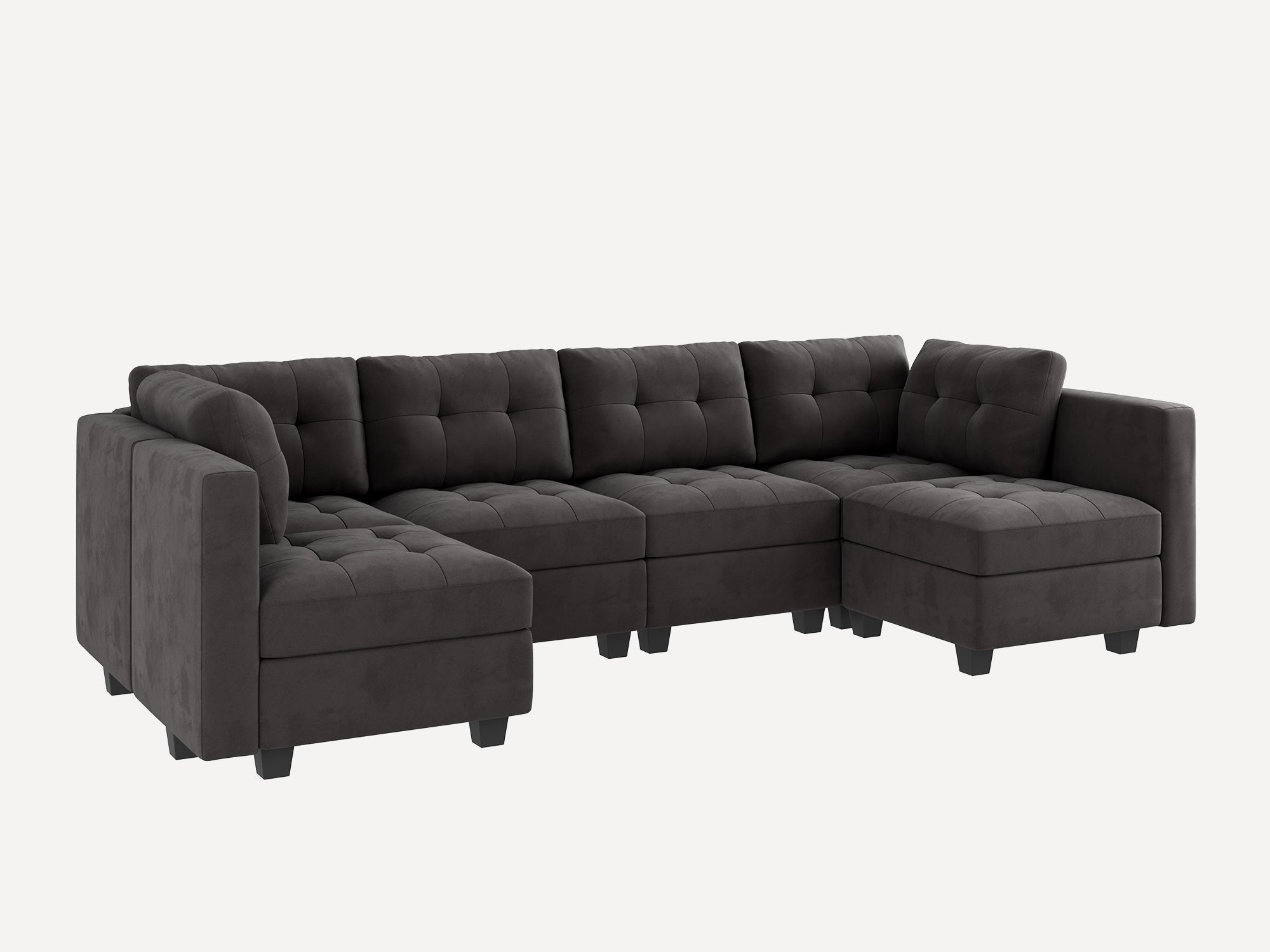 HONBAY 6-Piece Velvet Modular Sectional With Storage Seat