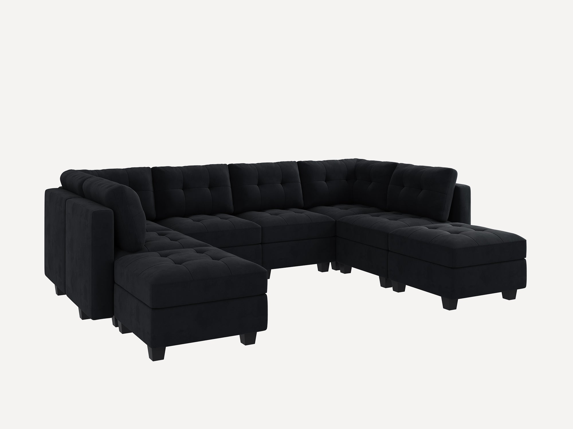 HONBAY 8-Piece Velvet Modular Sectional With Storage Seat