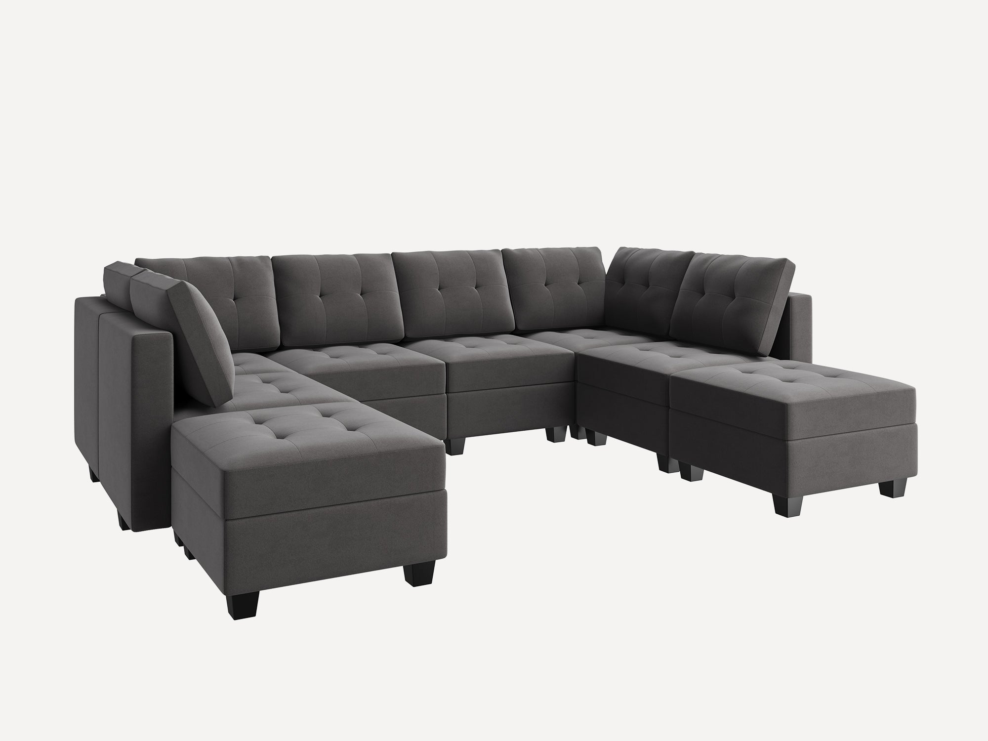 HONBAY 8-Piece Velvet Modular Sectional With Storage Seat