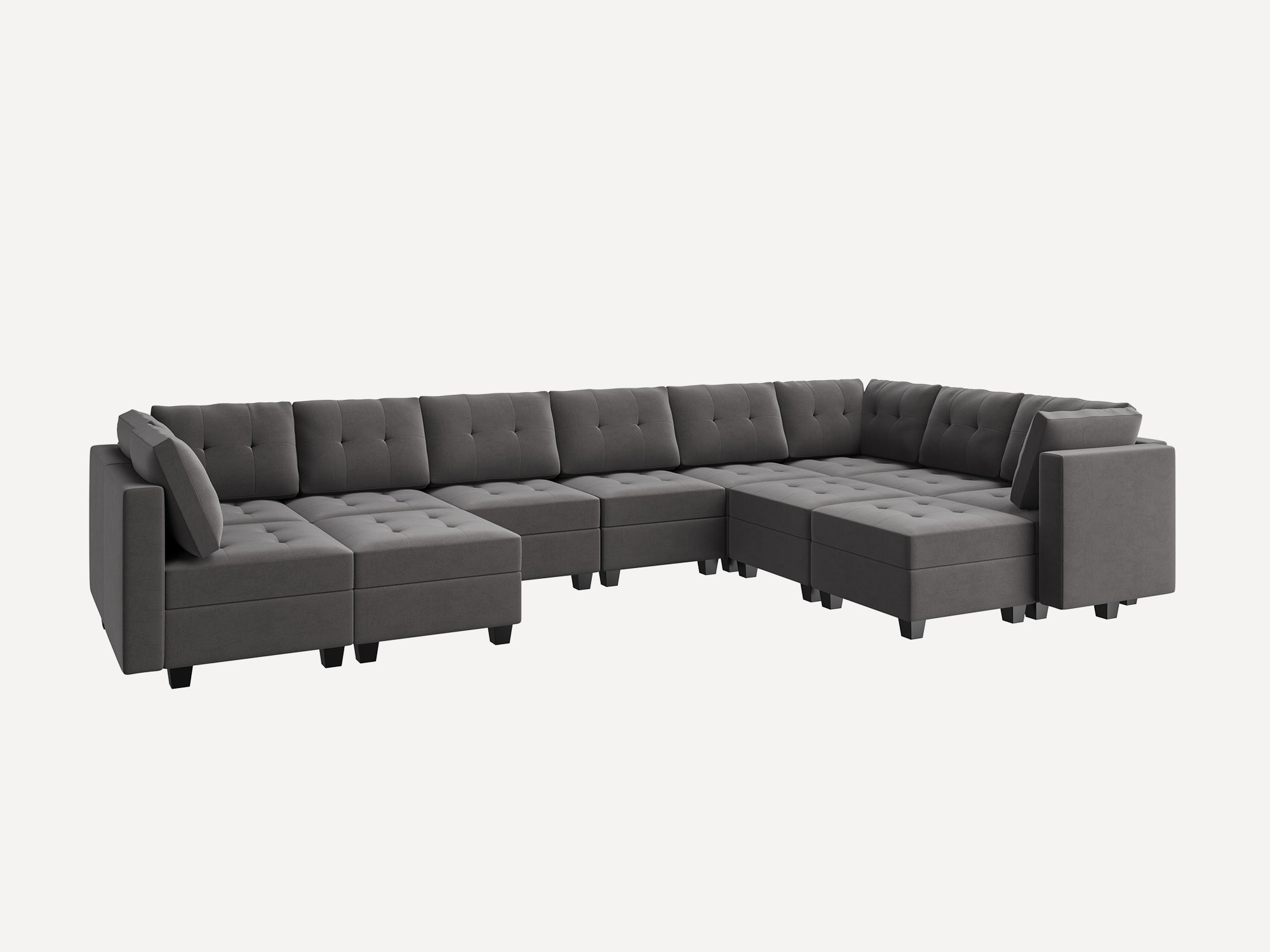 HONBAY 12-Piece Velvet Modular Sleeper Sectional Sofa With Storage Seat