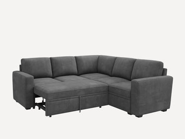 Modular Sleeper Sectional Sofa #Color_Corduroy Grey