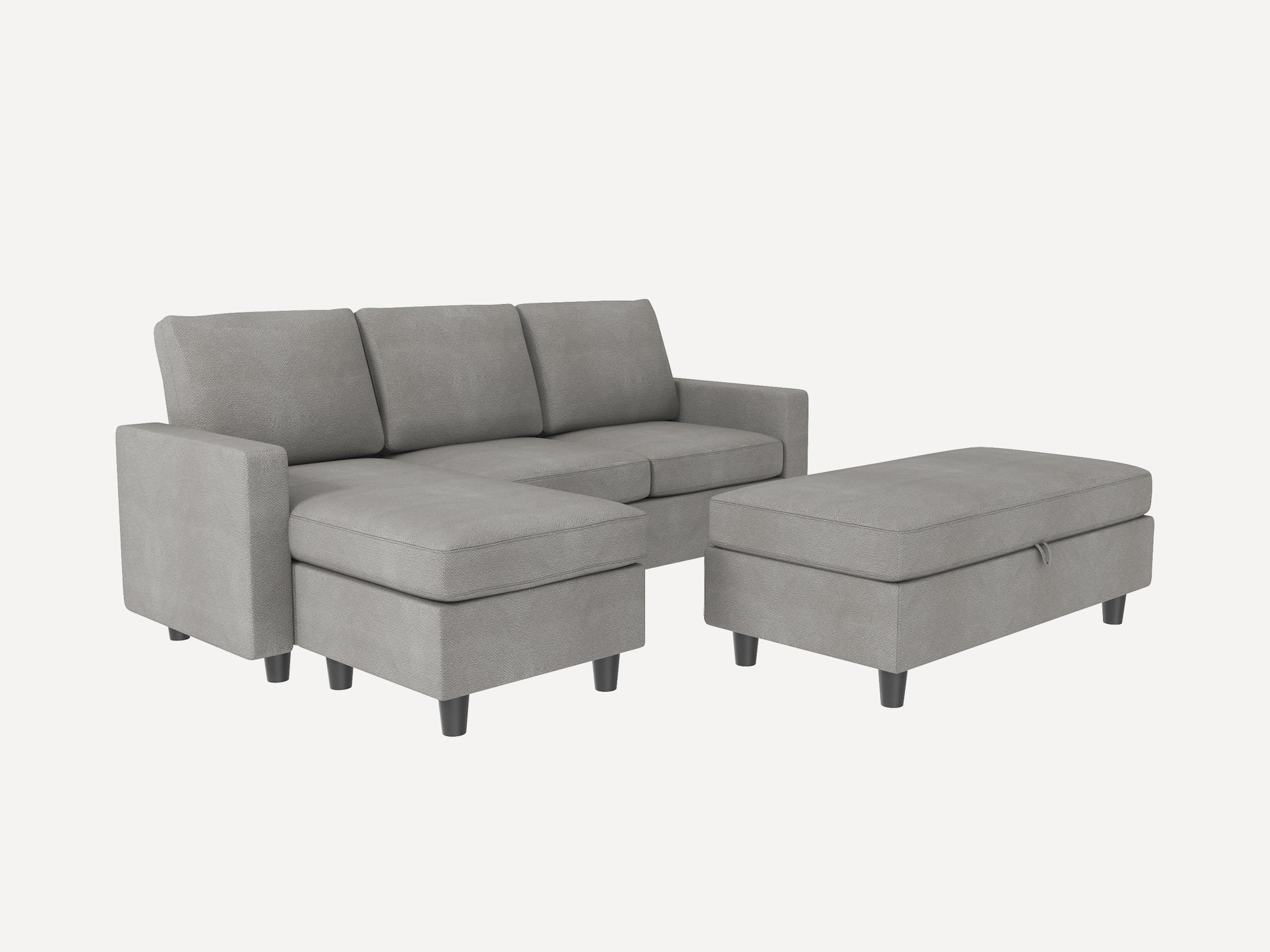 HONBAY L-Shaped Sectional Sofa Set with Storage Chaise & Ottoman