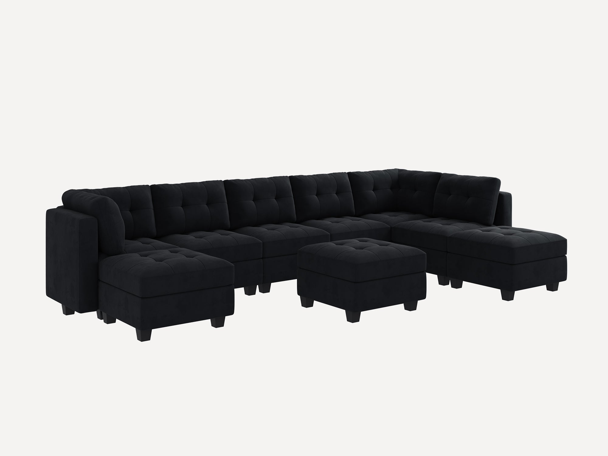 HONBAY 9-Piece Velvet Modular Sectional Sofa With Storage Seat