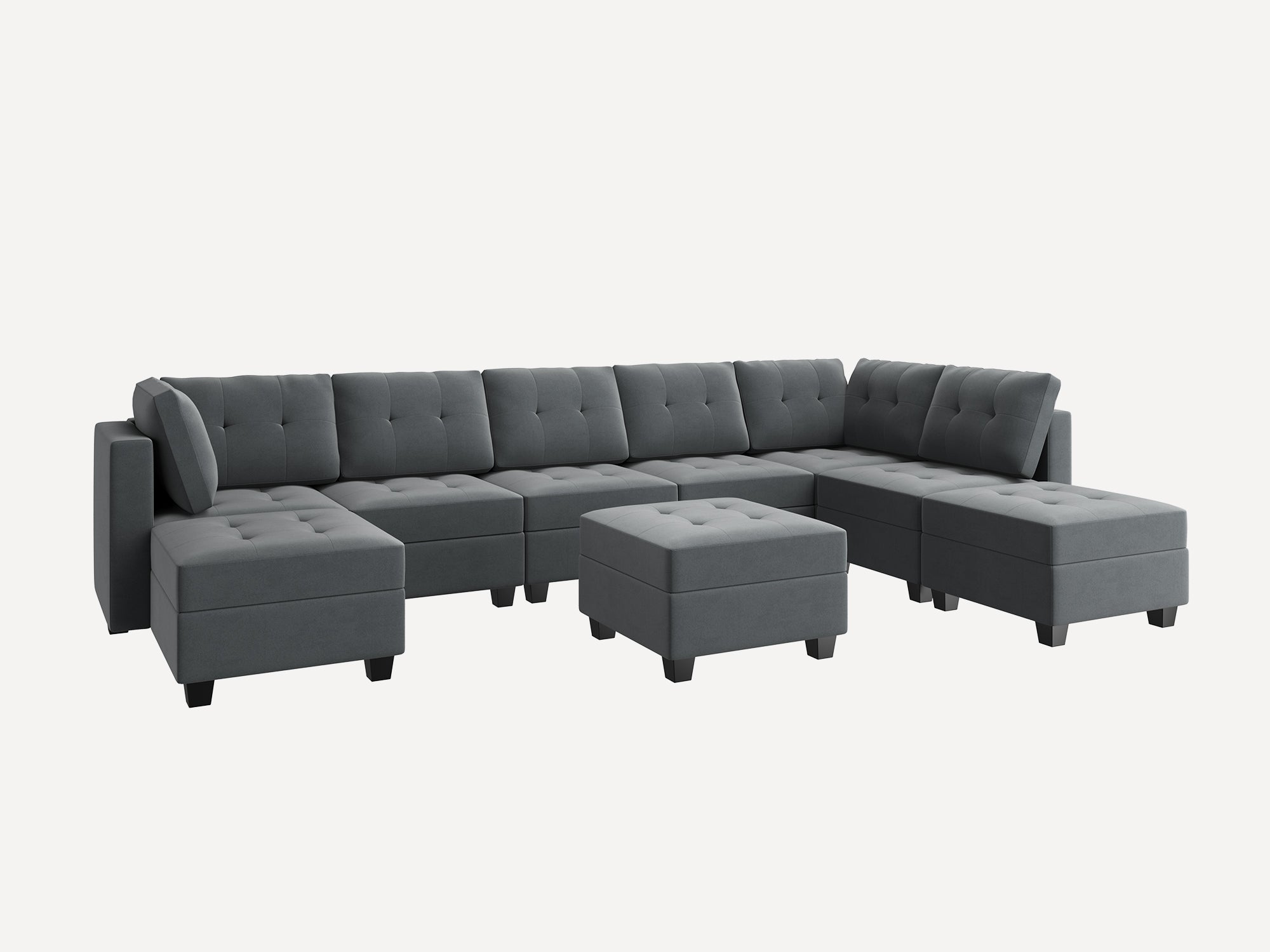 HONBAY 9-Piece Velvet Modular Sectional With Storage Seat