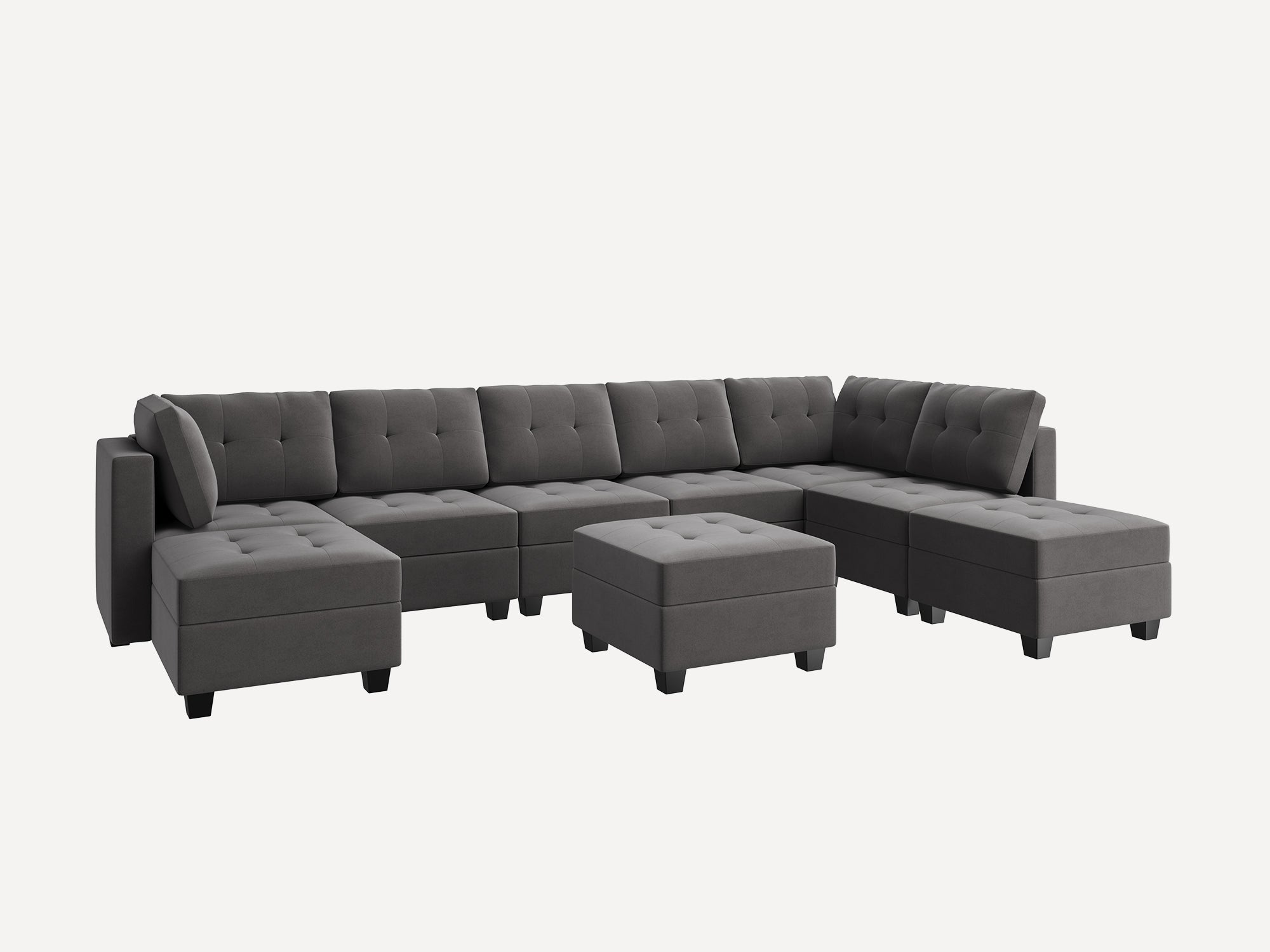 HONBAY 9-Piece Velvet Modular Sectional With Storage Seat