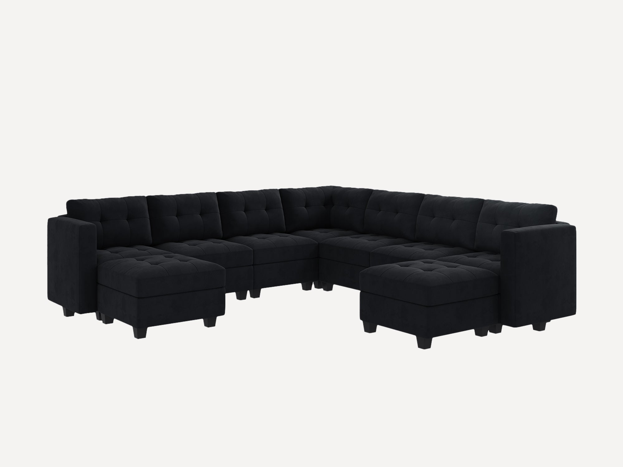 HONBAY 9-Piece Velvet Modular Sleeper Sectional Sofa With Storage Seat